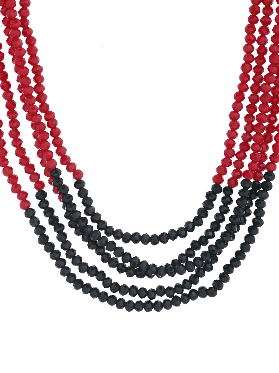 Red Black Beaded Necklace Multi Layer Mala for Women (SBN3RD_370)