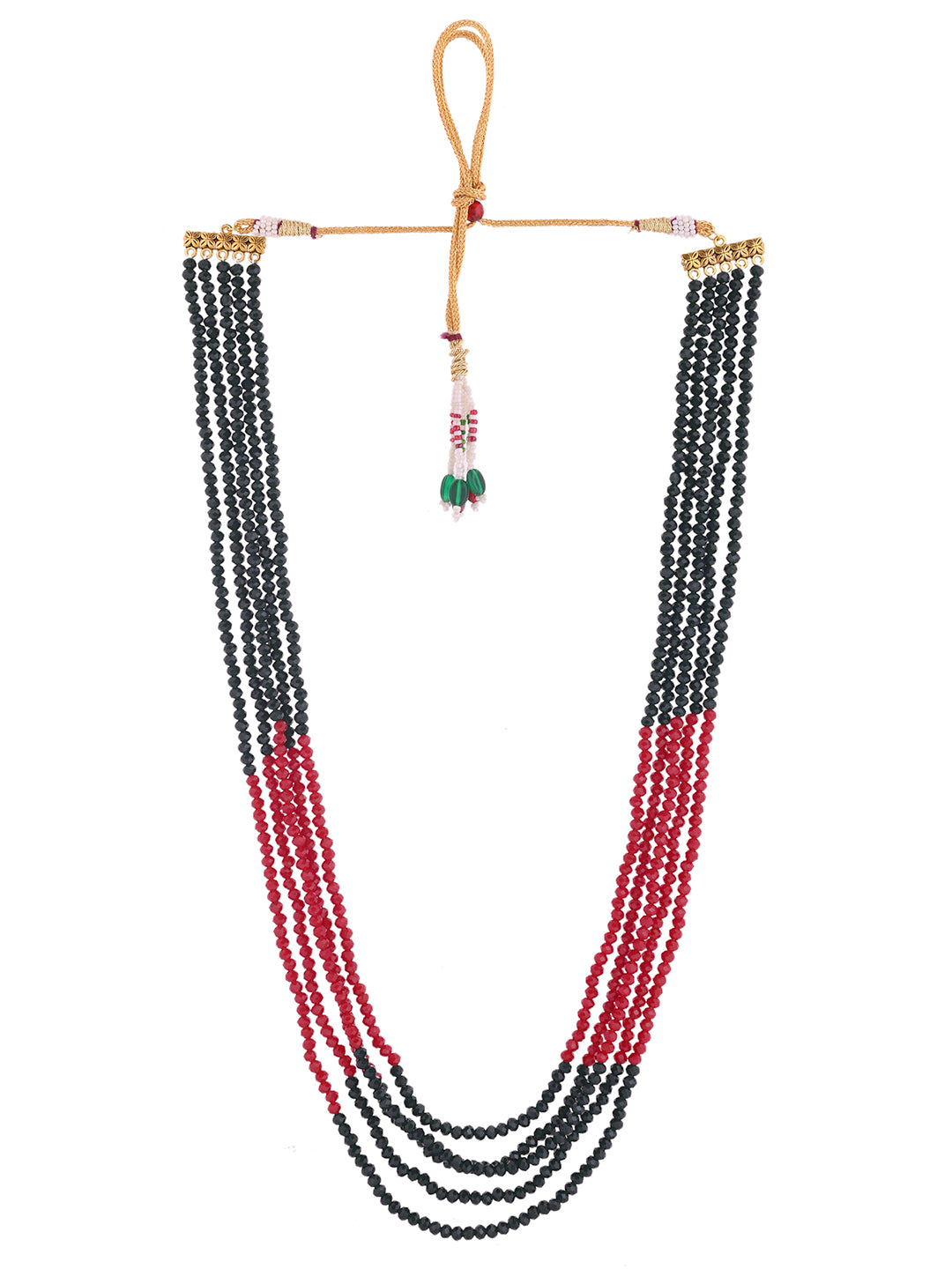 Red Black Beaded Necklace Multi Layer Mala for Women (SBN3RD_370)