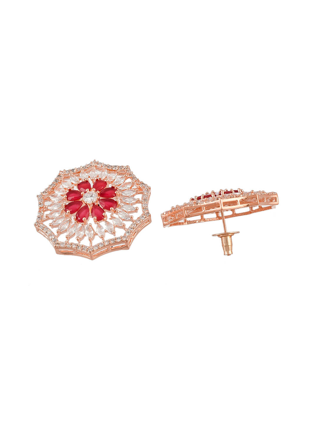 American Diamond choker Red Necklace Set