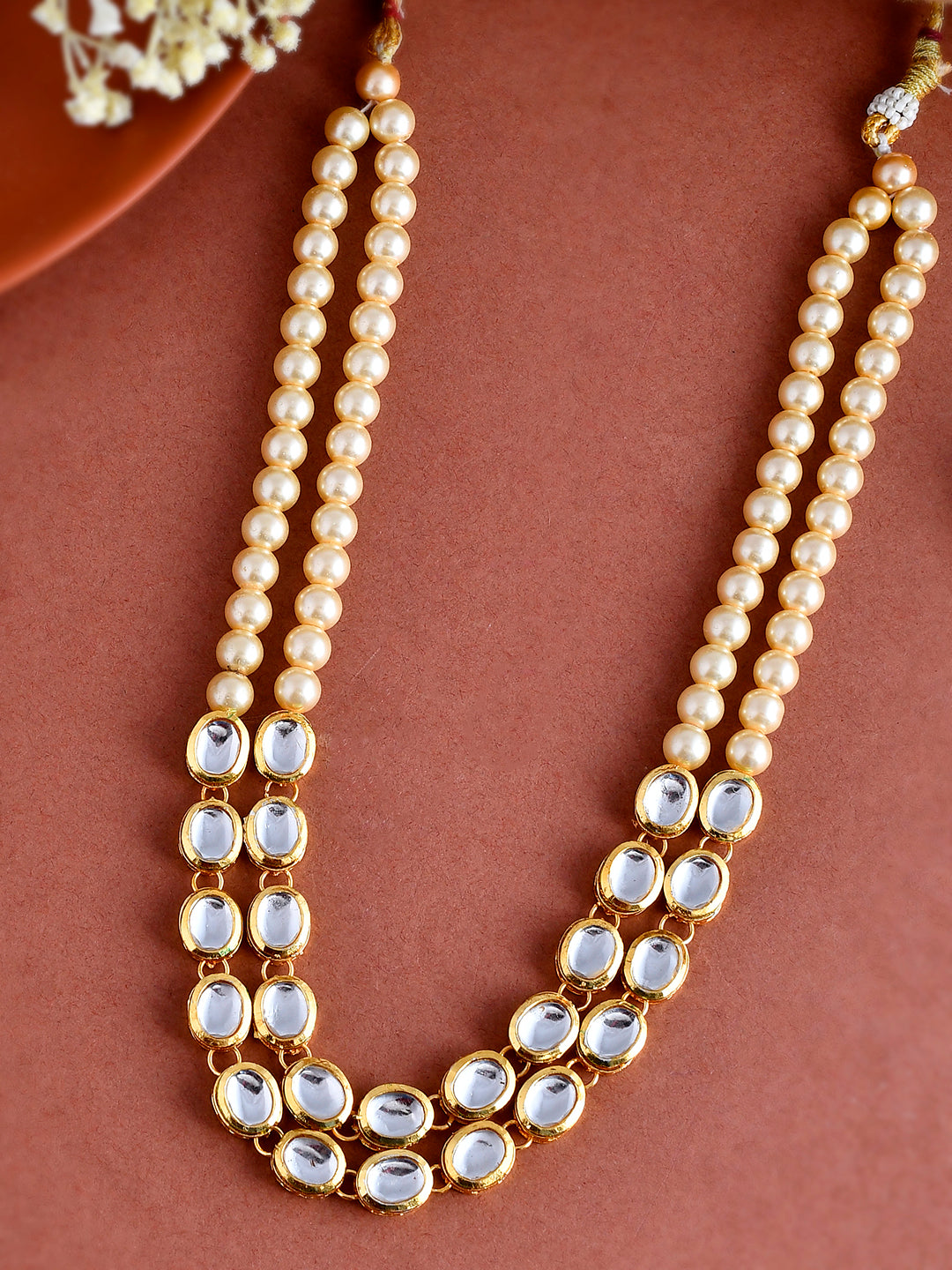 Kundan Pearl Bead Gold Plated Necklace