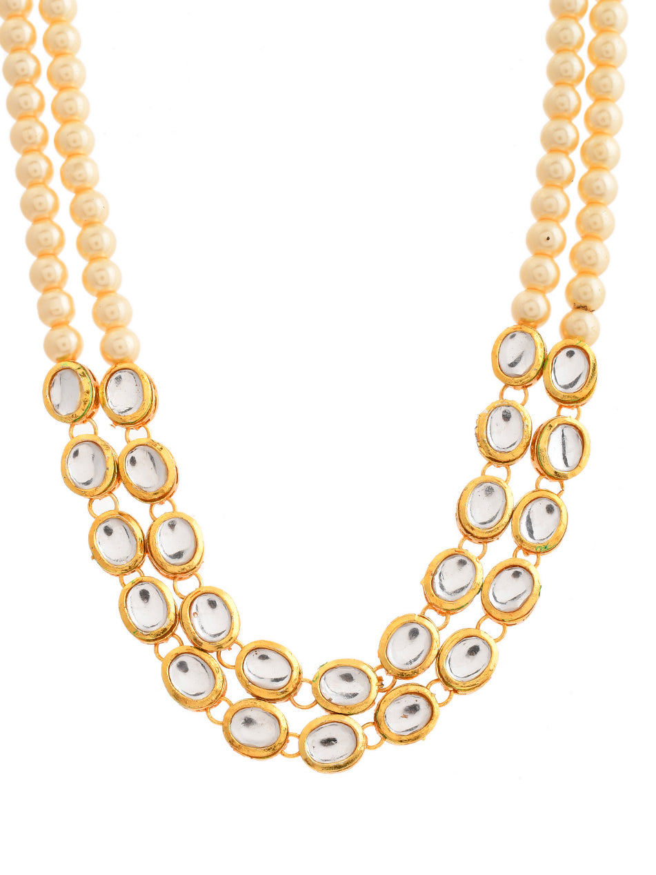 Kundan Pearl Bead Gold Plated Necklace