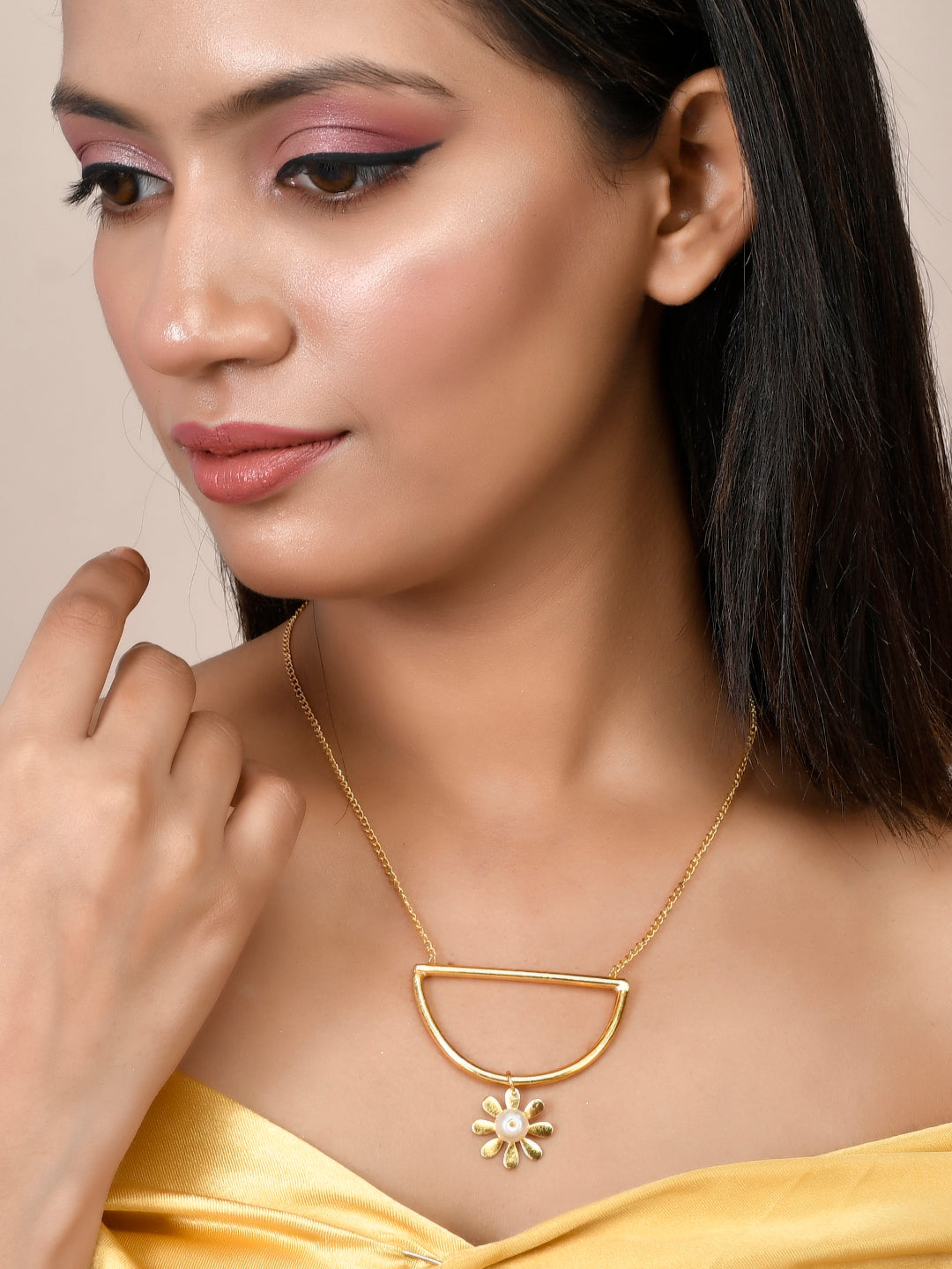 Gold Plated Pearl Bead Chain Necklace