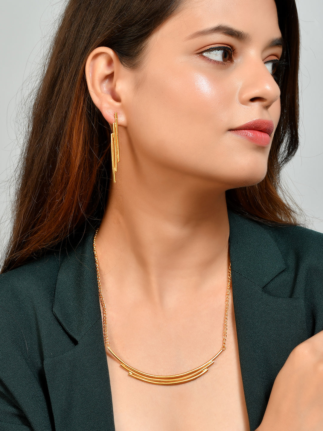 Gold Plated Western Design Layered Chain Necklace Set