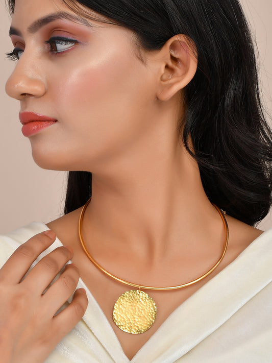 Textured Coin Gold Plated Necklaces for Women Online