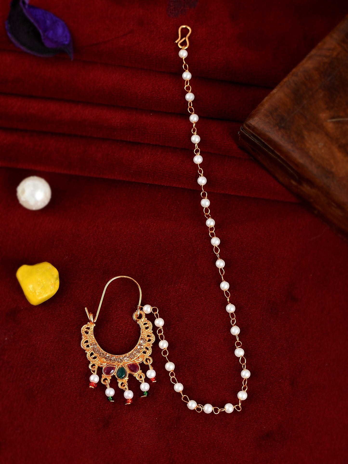 Buy Gold Toned Wedding Nath Nose Ring for Women Online at