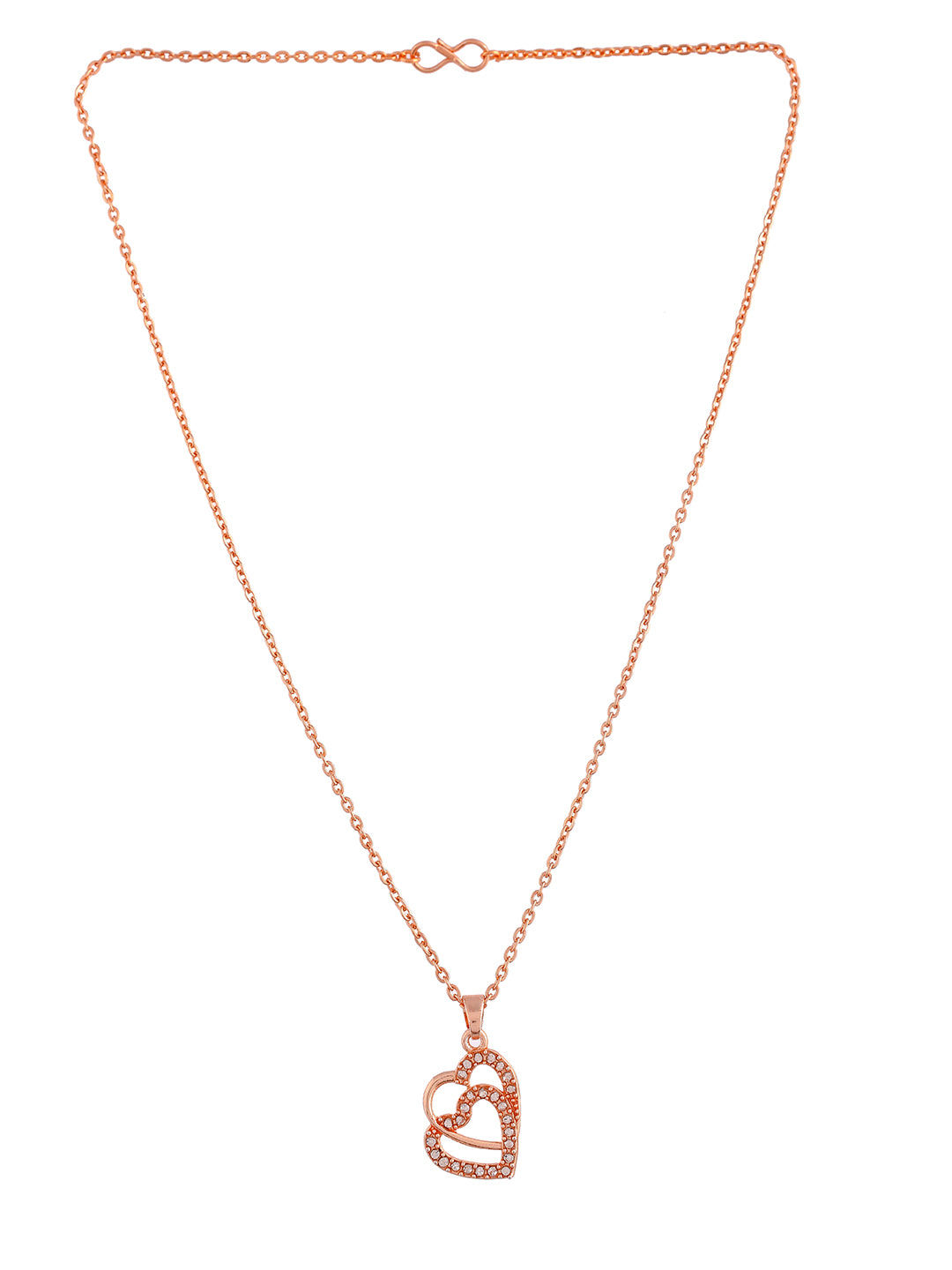 Rose Gold Plated Double Heart Pendant Chain