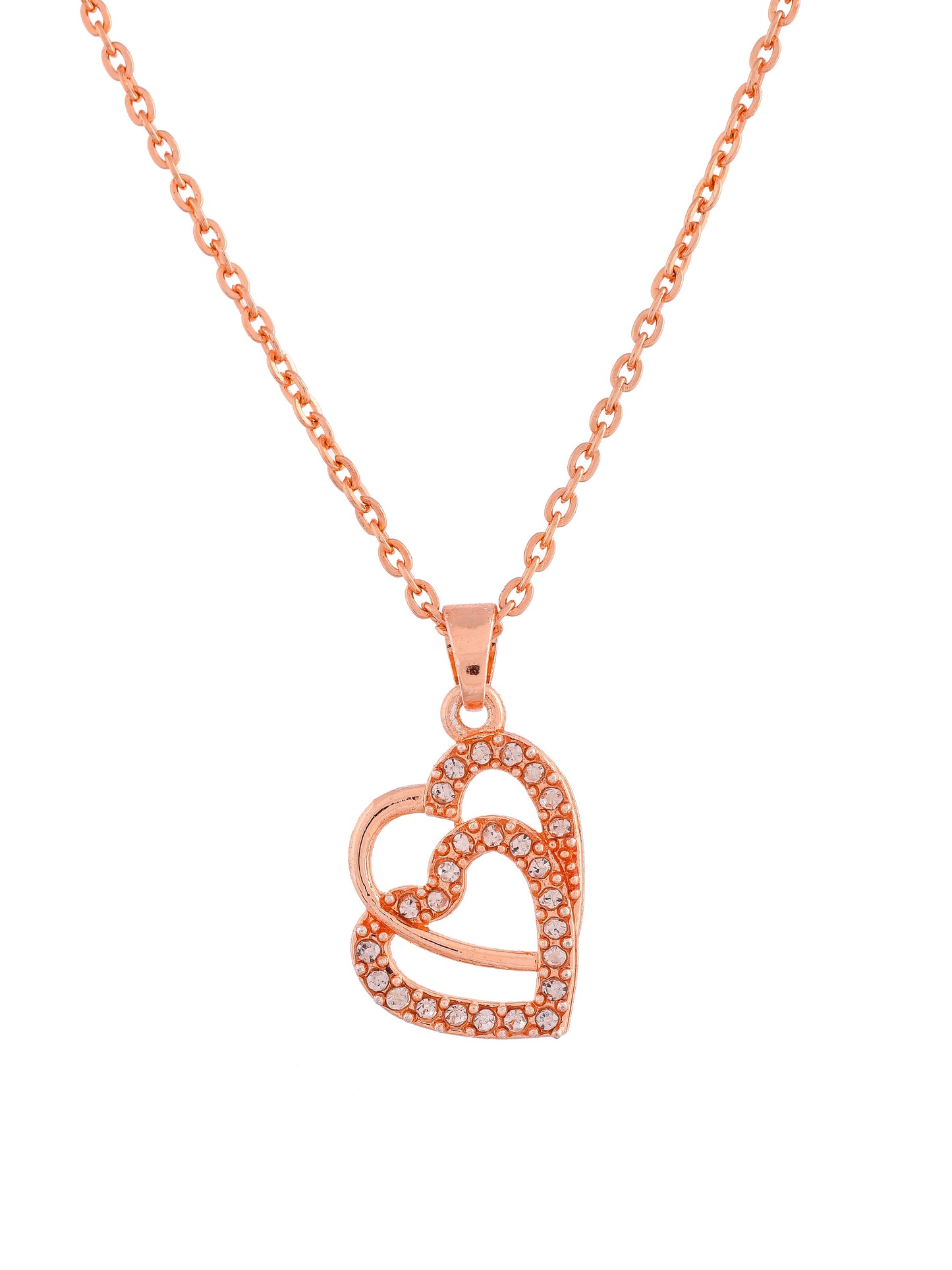 Rose Gold Plated Double Heart Pendant Chain