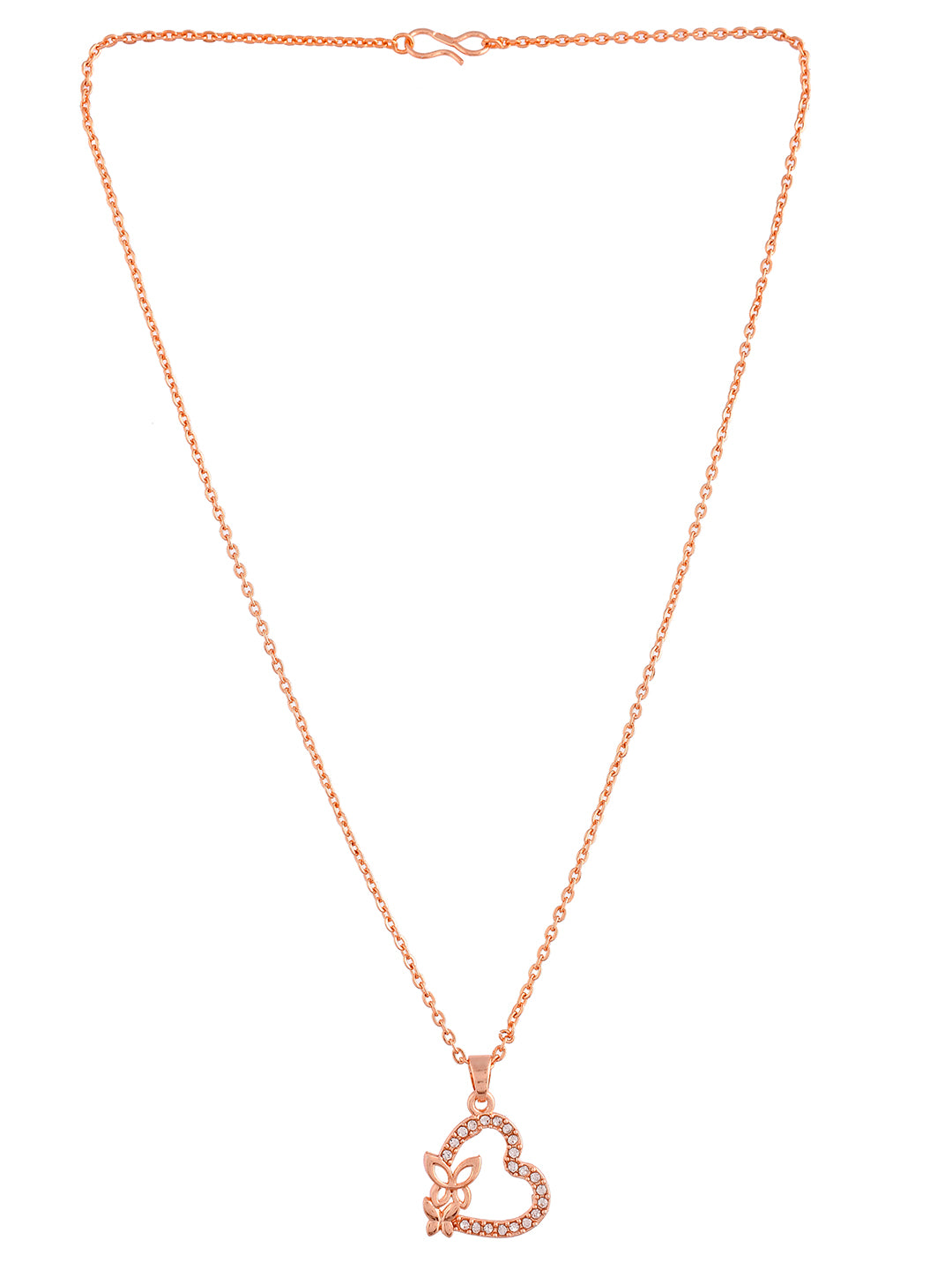 Heart CZ Rose Gold Pendant Chain