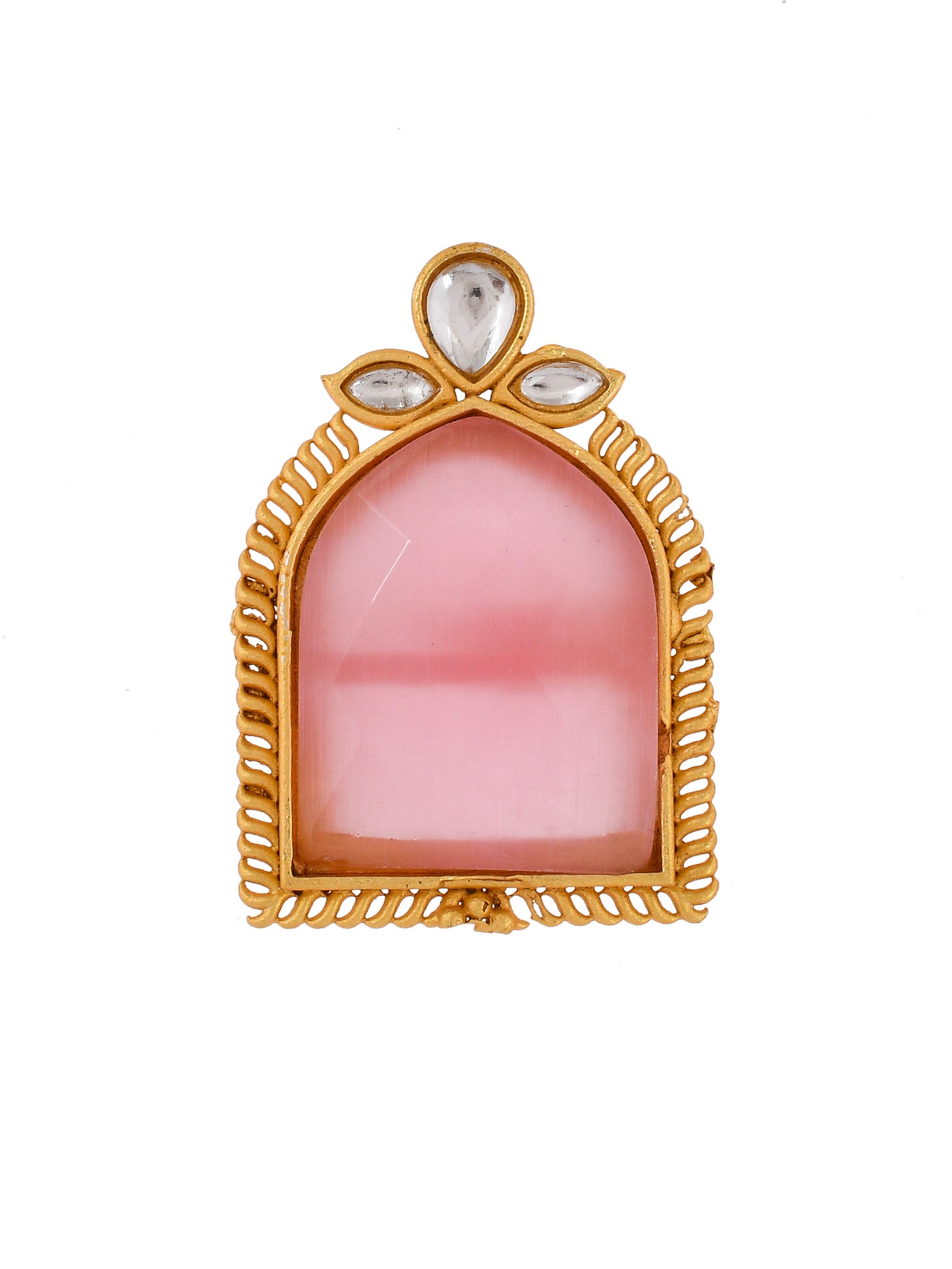 Handcrafted kundan gold plated finger ring