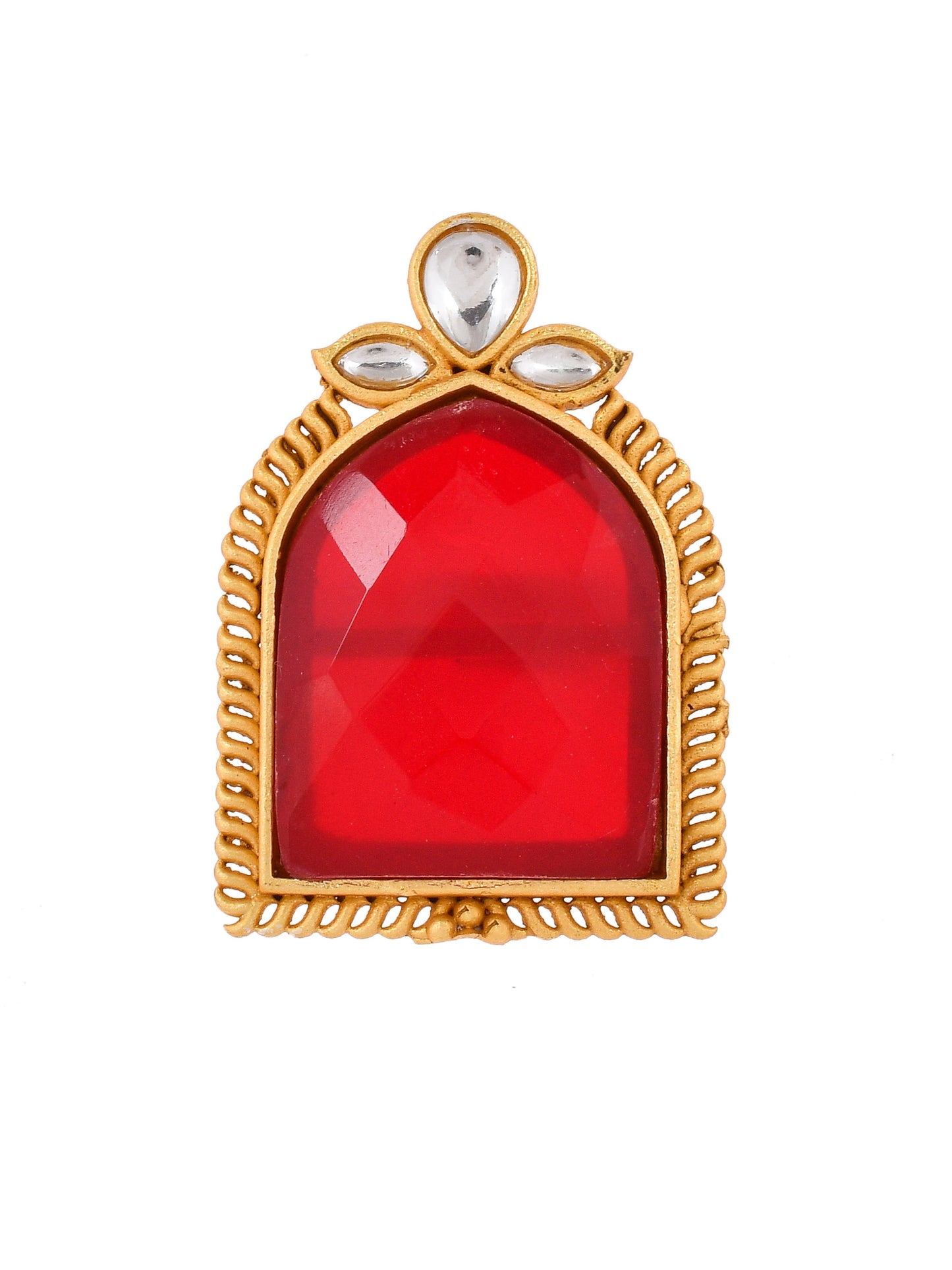 Handcrafted kundan gold plated finger ring