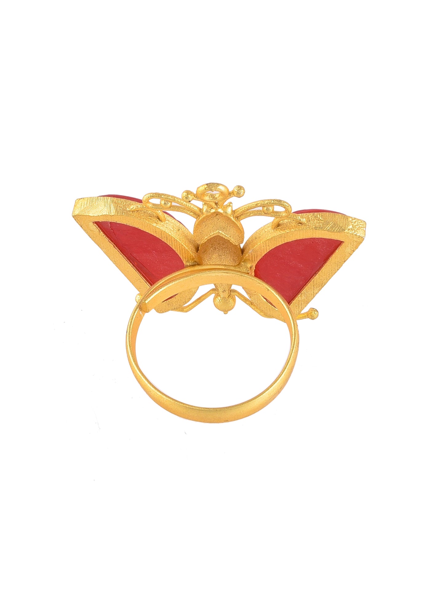 Red Stone Butterfly Finger Ring