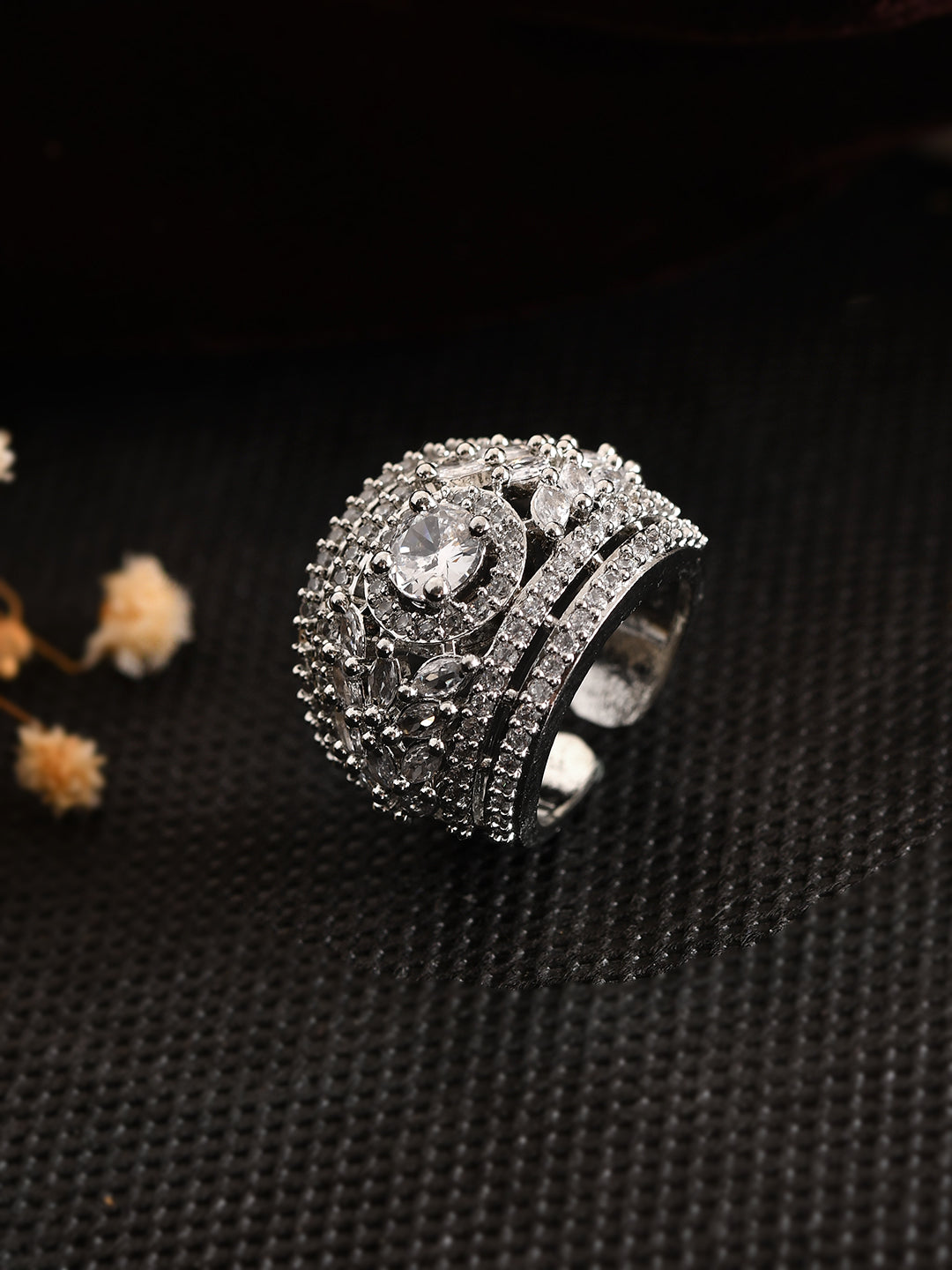 American Diamond Statement Party Wear Bridal Ring For Women & Girls