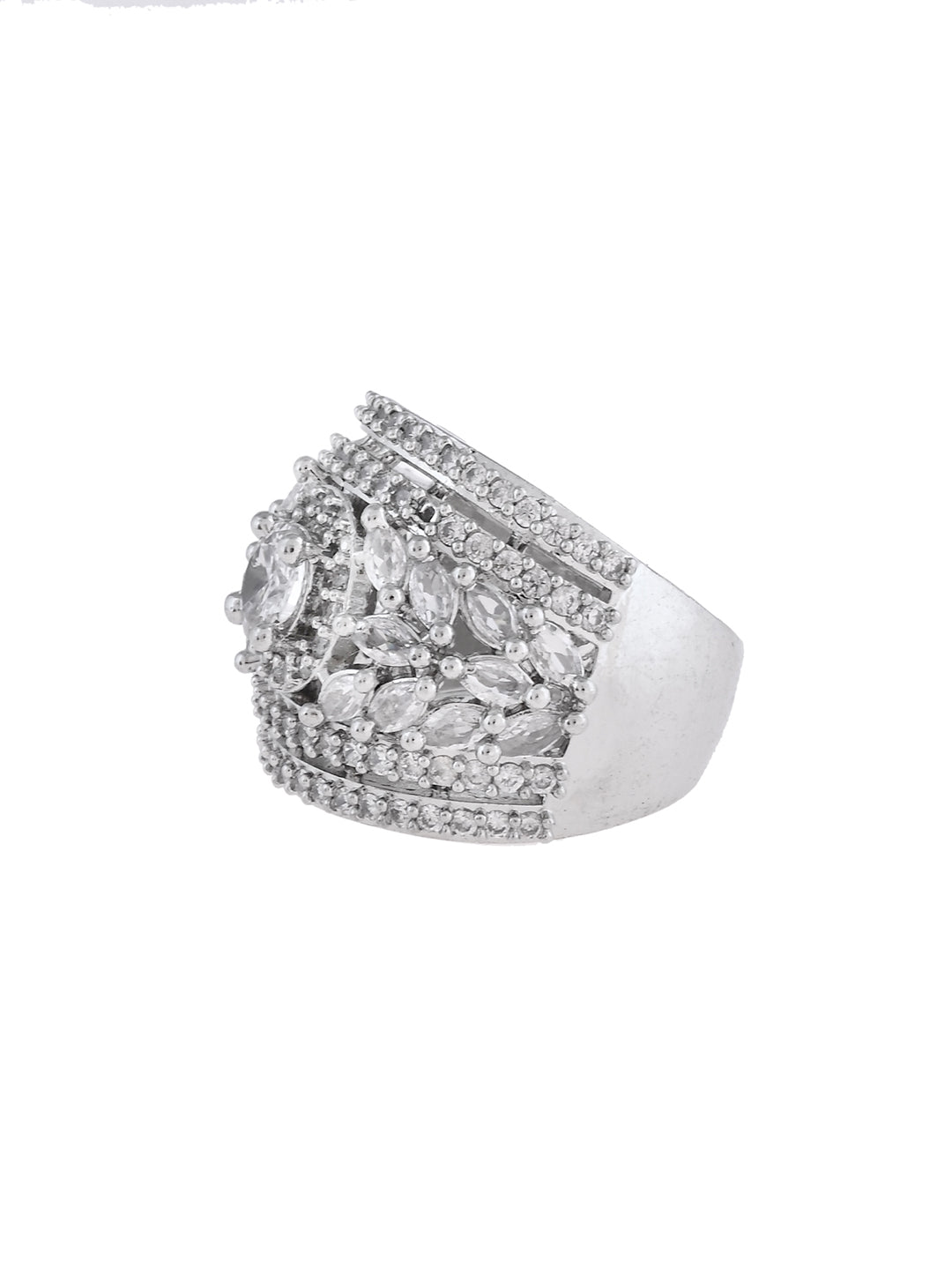 American Diamond Statement Party Wear Bridal Ring For Women & Girls