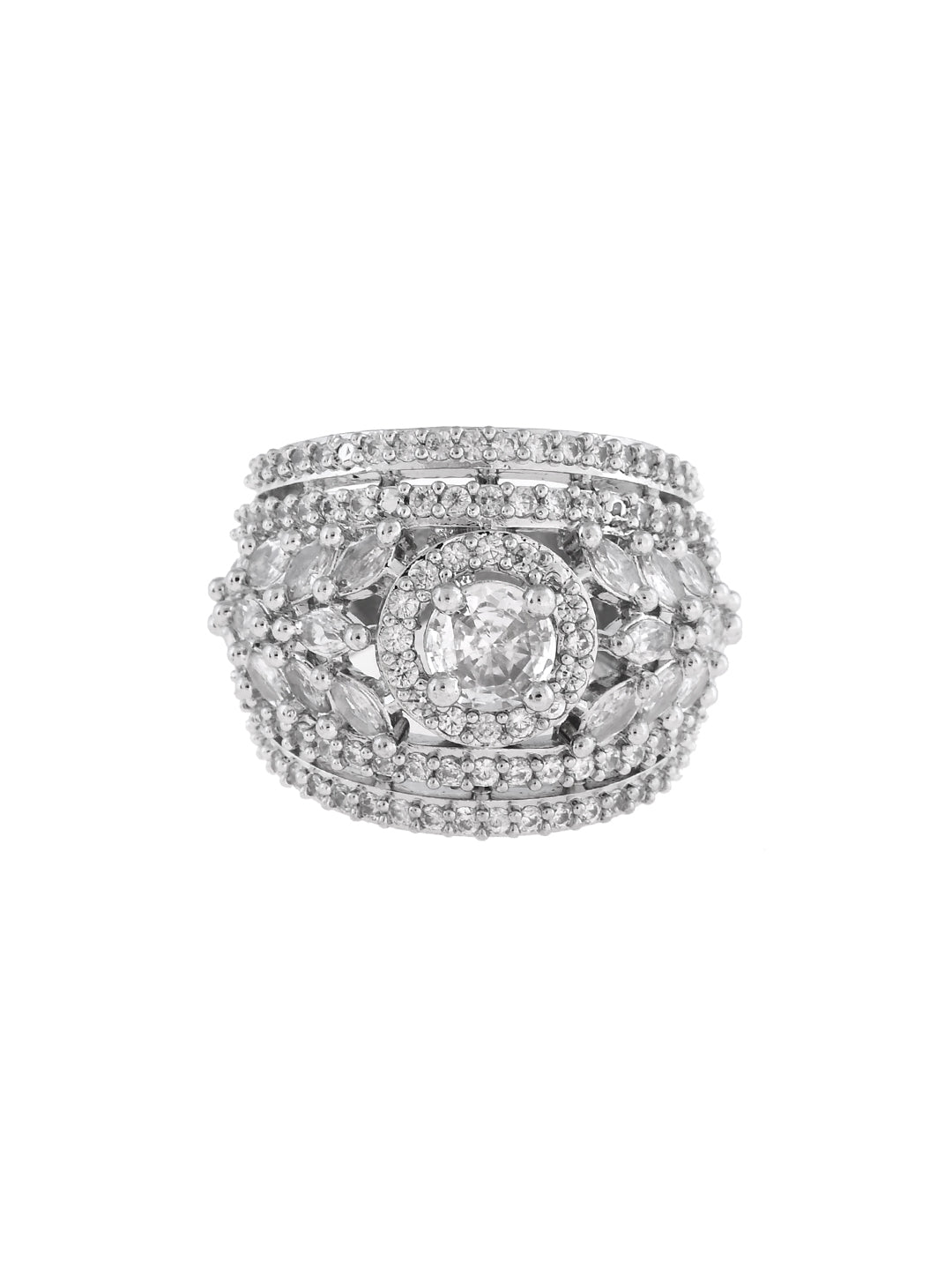 American Diamond Statement Party Wear Bridal Ring For Women & Girls