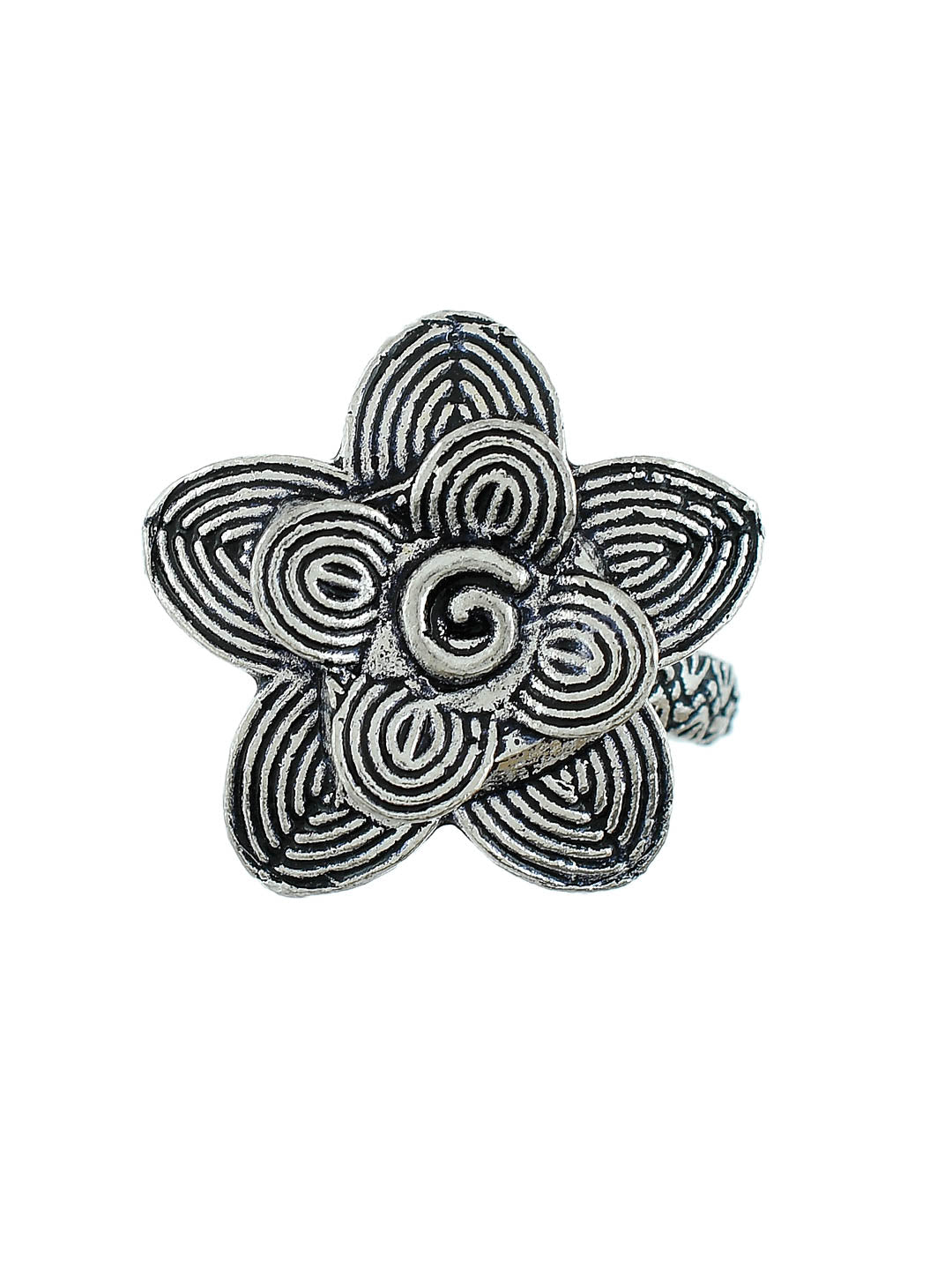 Elegant Vintage Floral Silver Ring