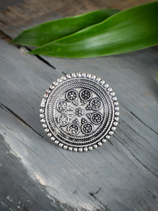 Oxidised Silver Tribal Statement Ring