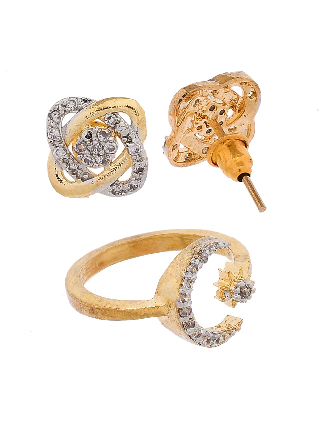 Set of American Diamond Finger Ring with Earrings