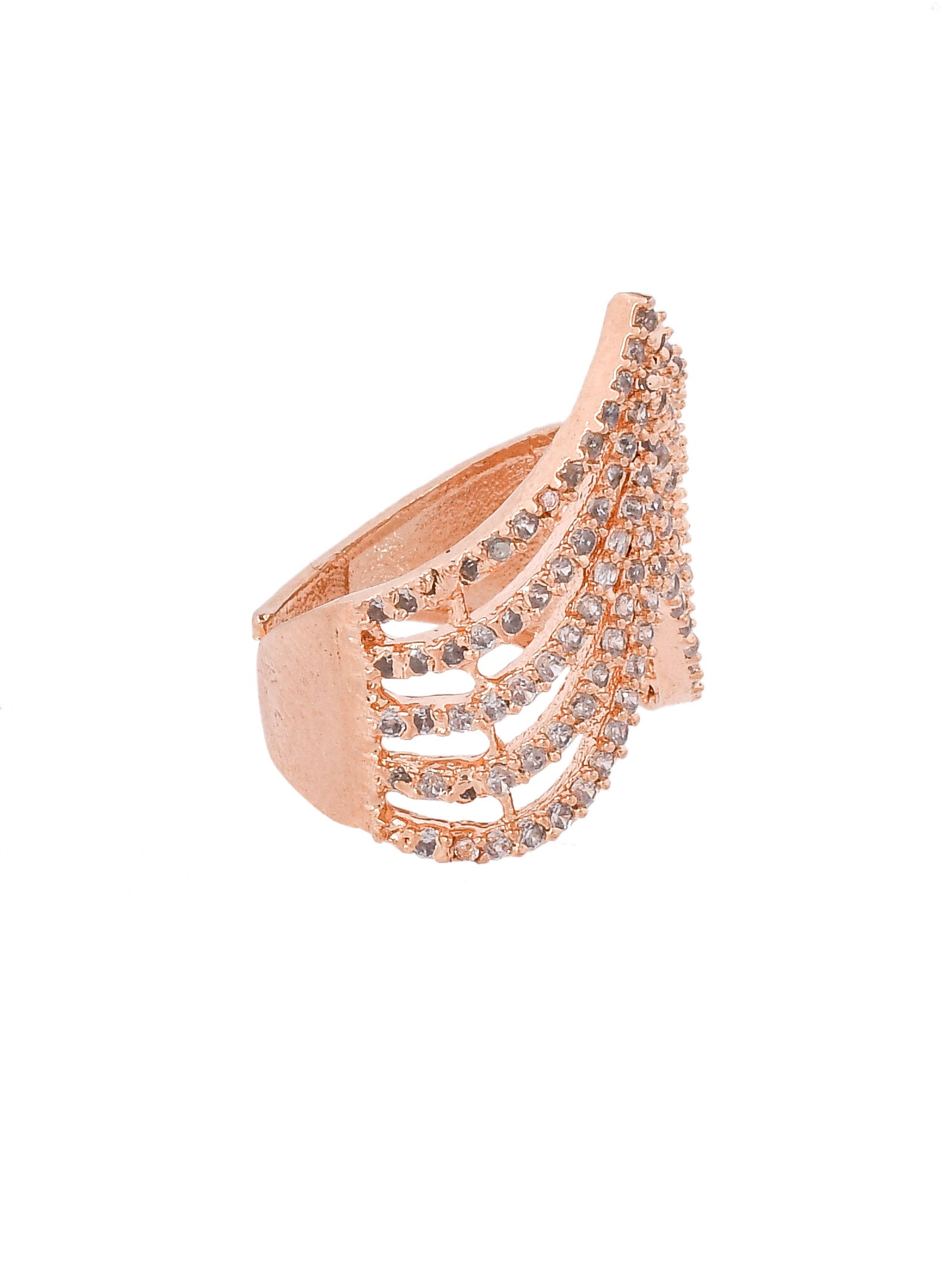 Rose Gold American Diamond Designer Finger Ring