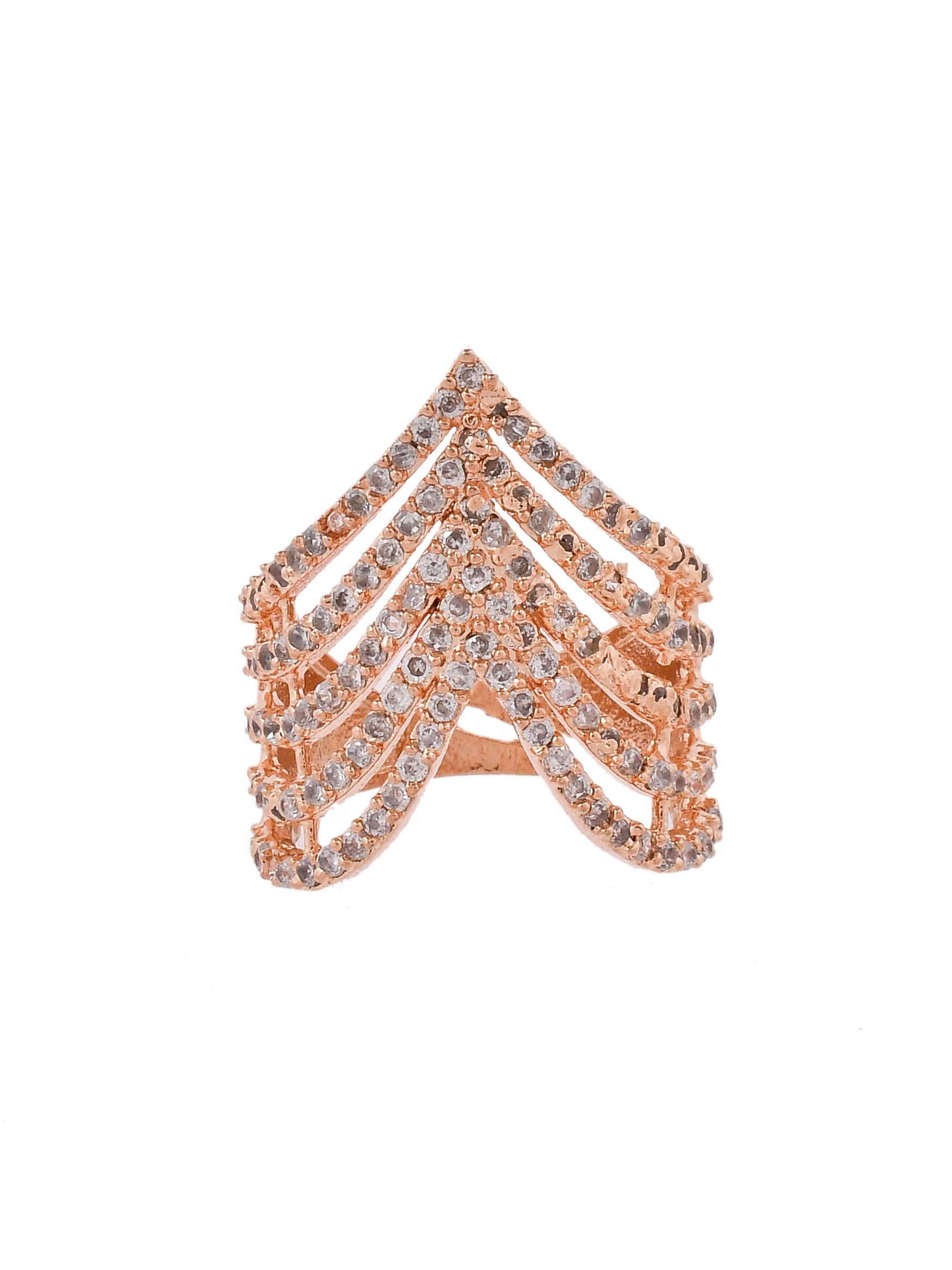 Rose Gold American Diamond Designer Finger Ring
