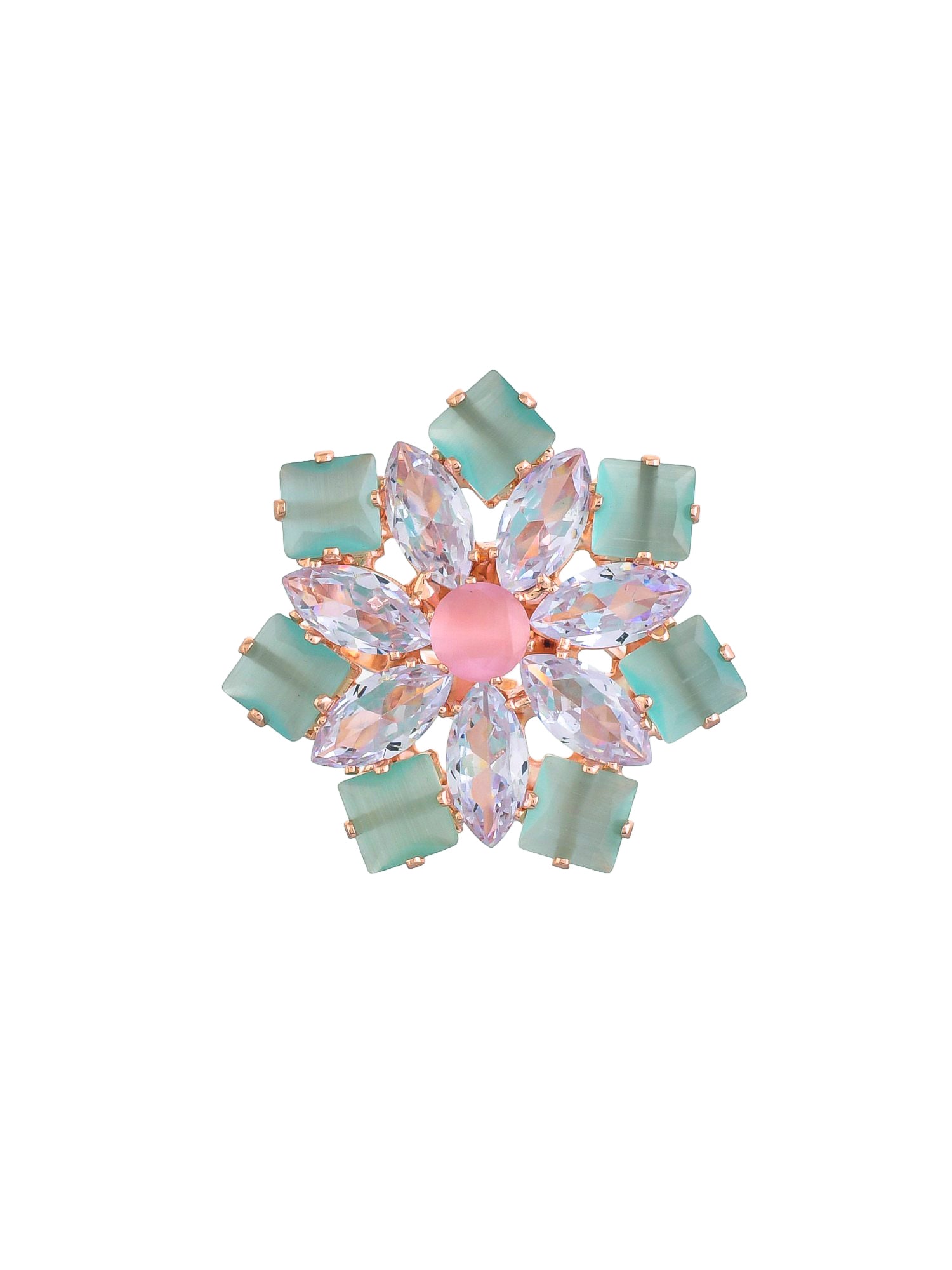 Silver-Plated AD-Studded Cocktail Ring