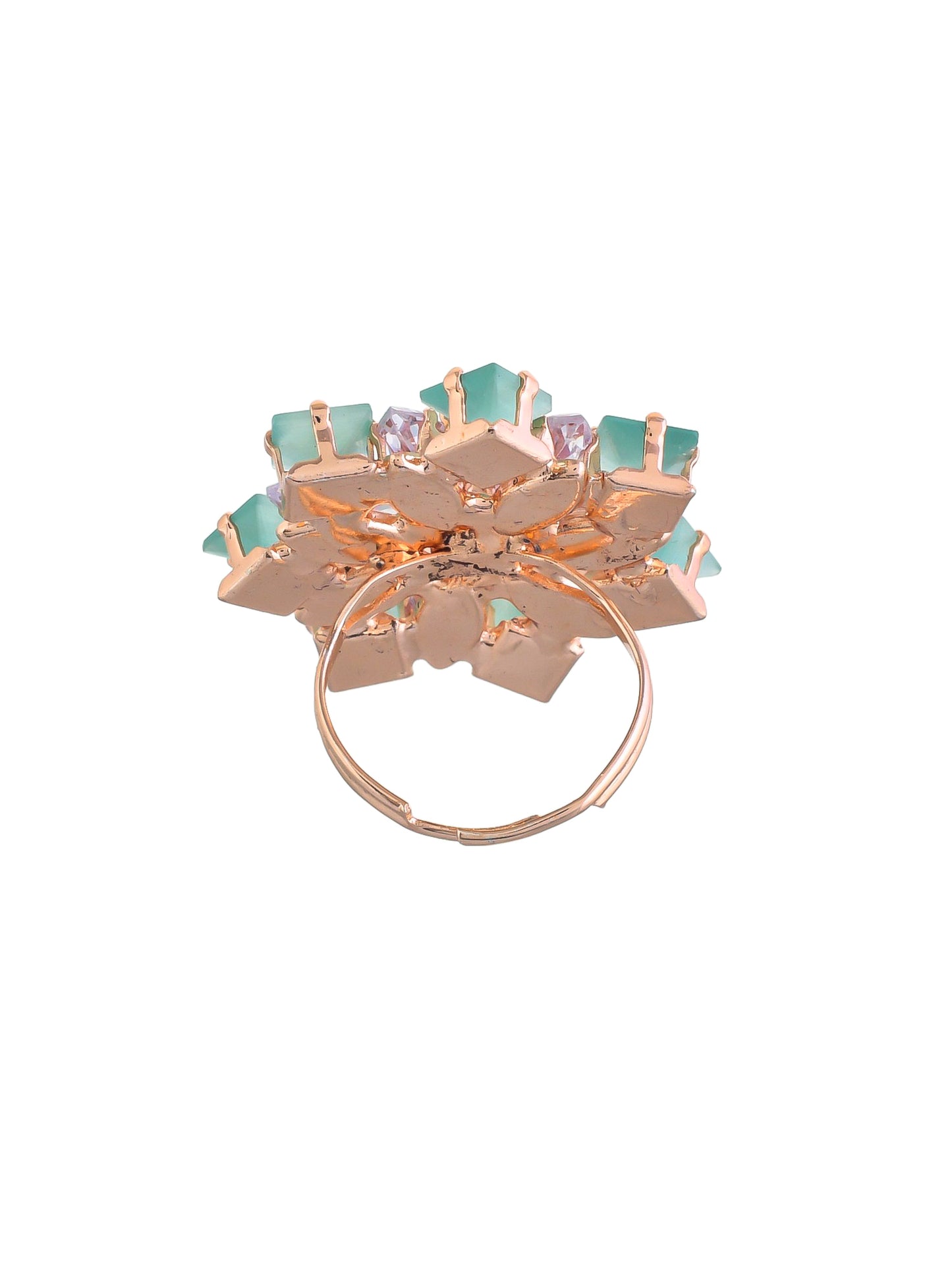 Silver-Plated AD-Studded Cocktail Ring