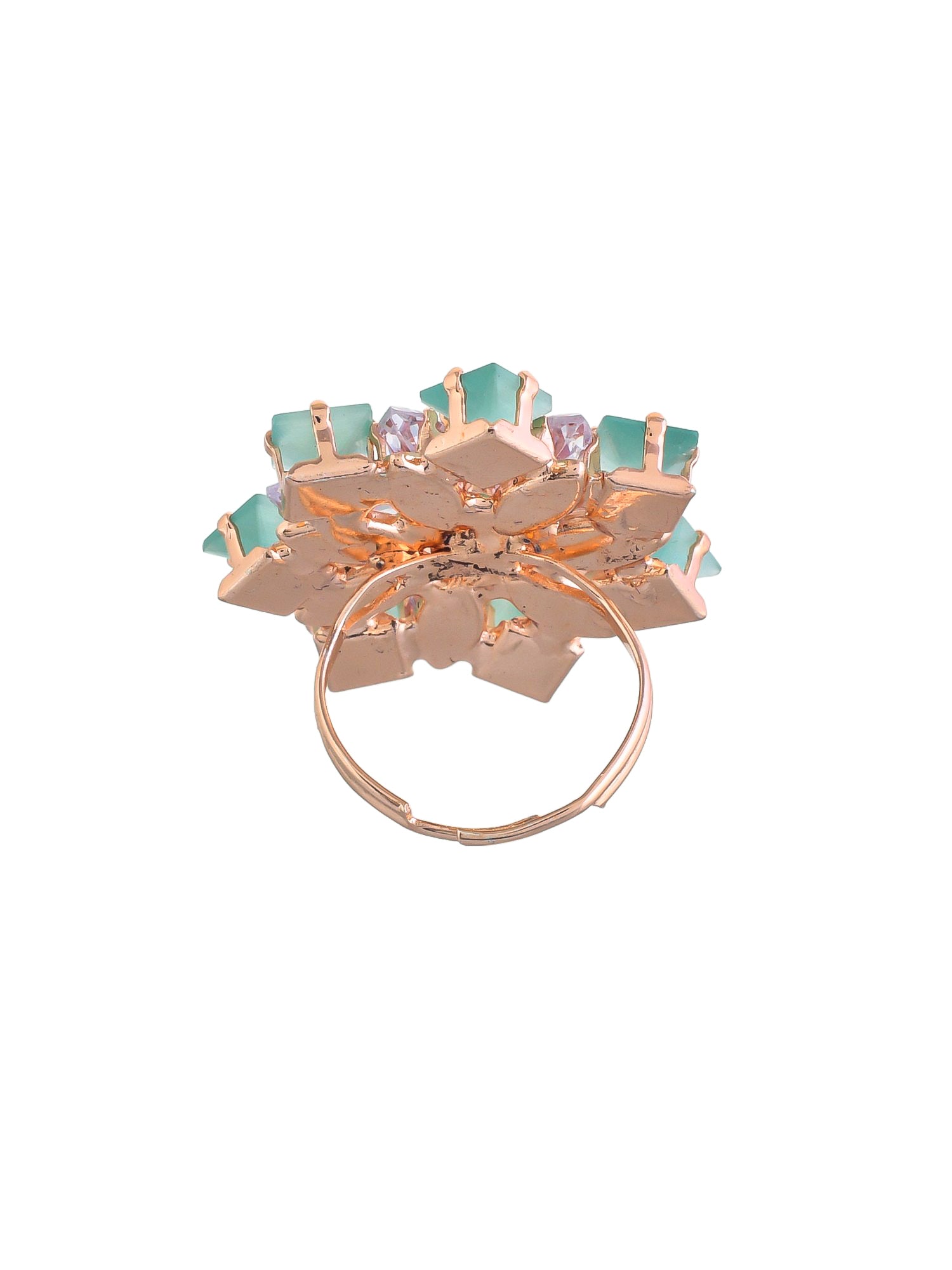 Silver-Plated AD-Studded Cocktail Ring