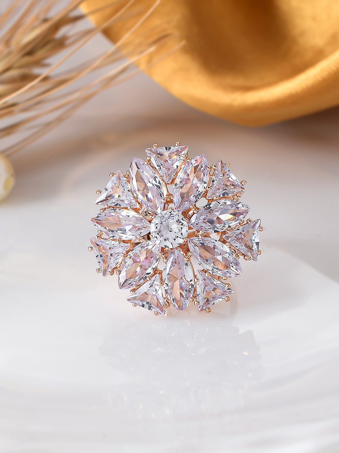 Adjustable AD Round flower design rings