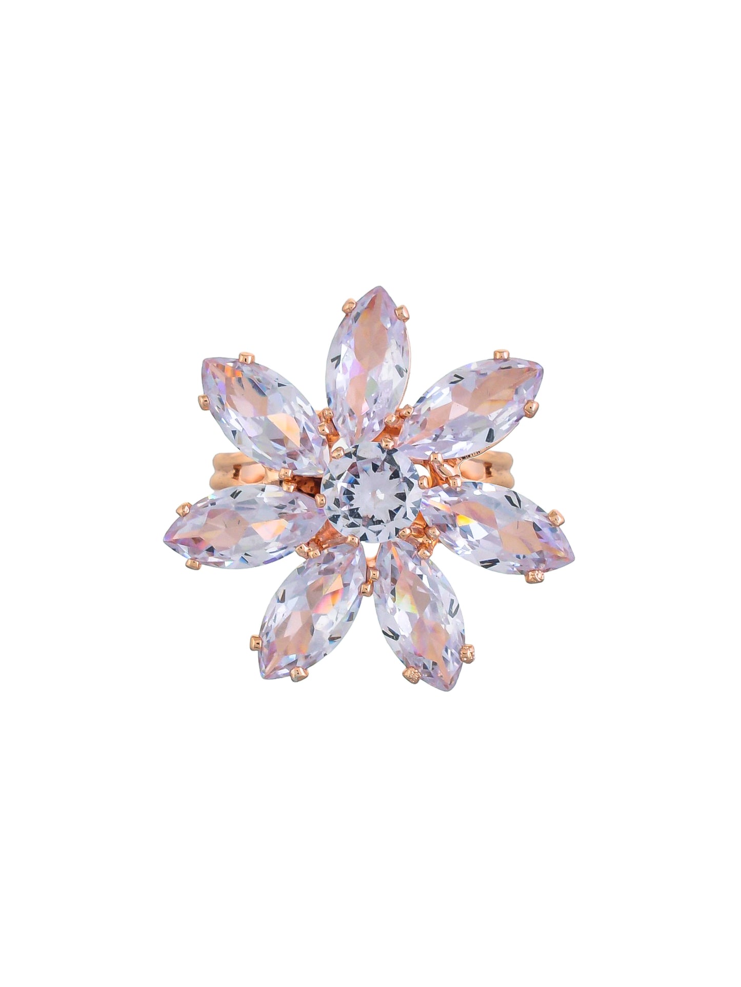 American Diamond-Studded Floral Ring.