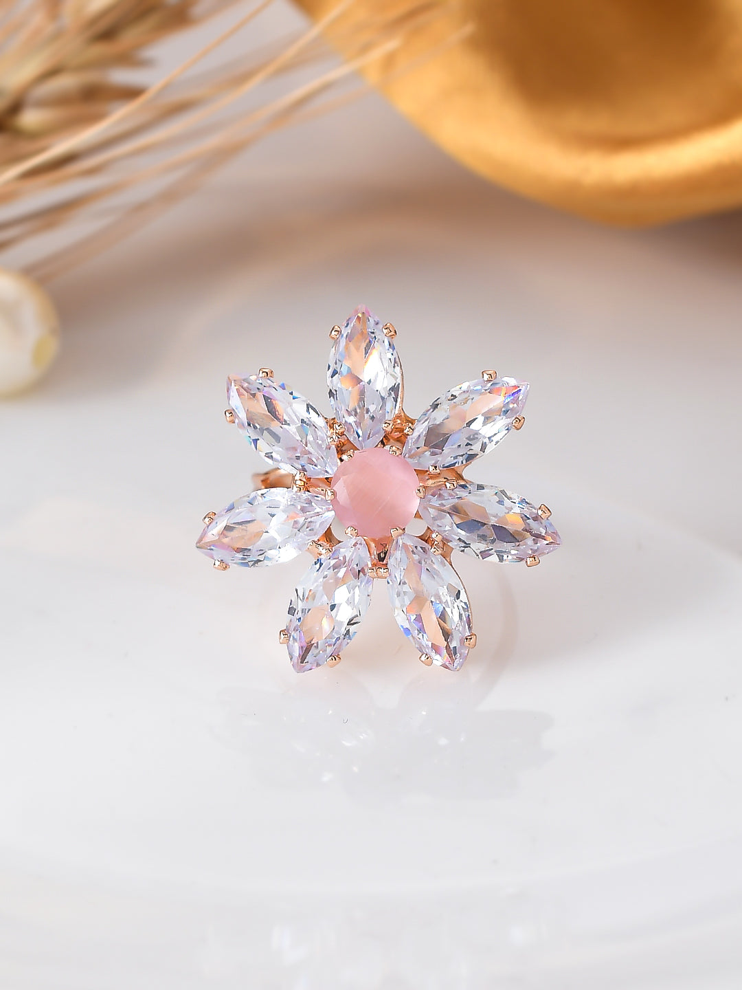 Adjustable flower design AD rings.