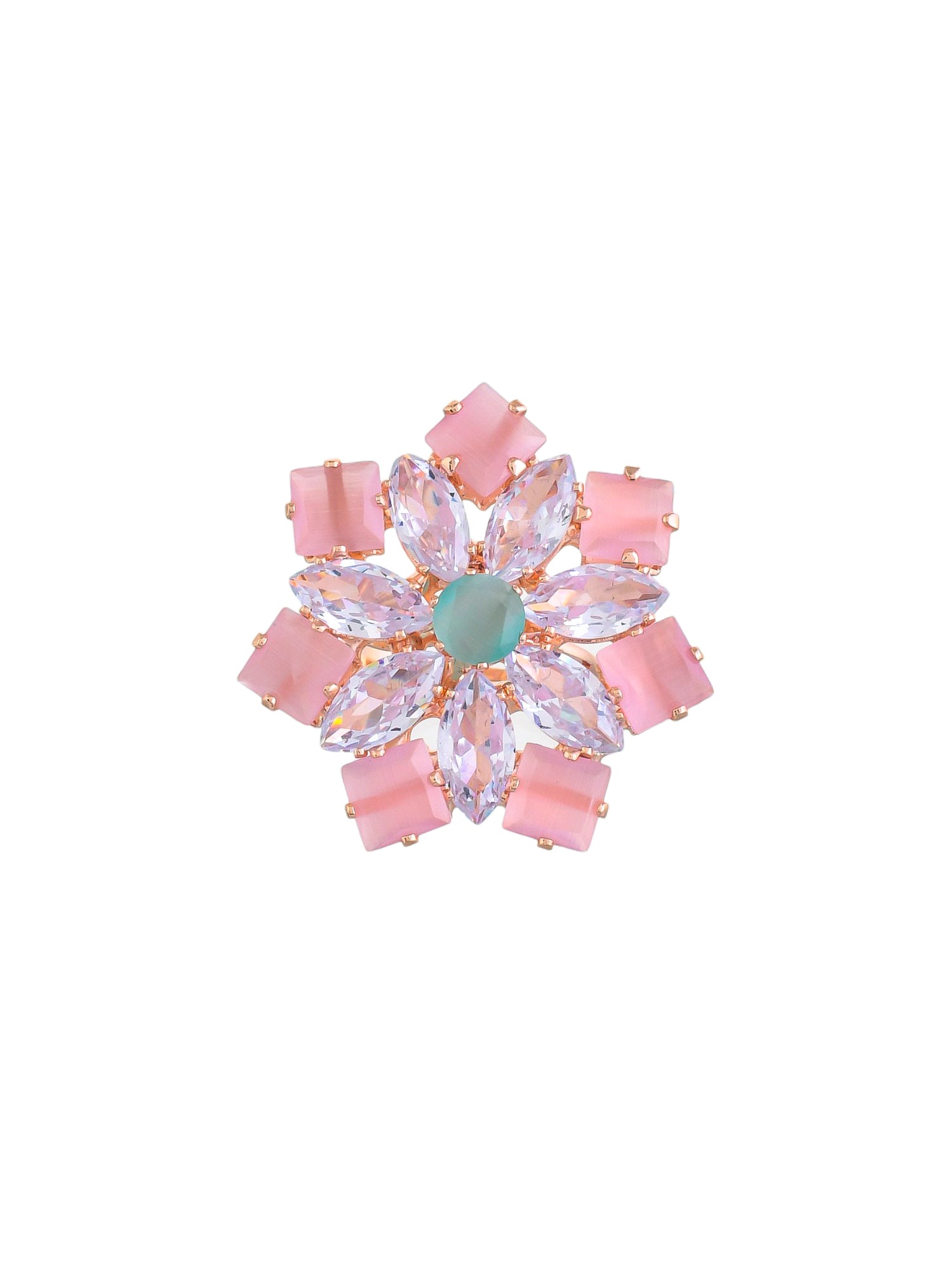 White and Rose Gold Diamond Flower Ring