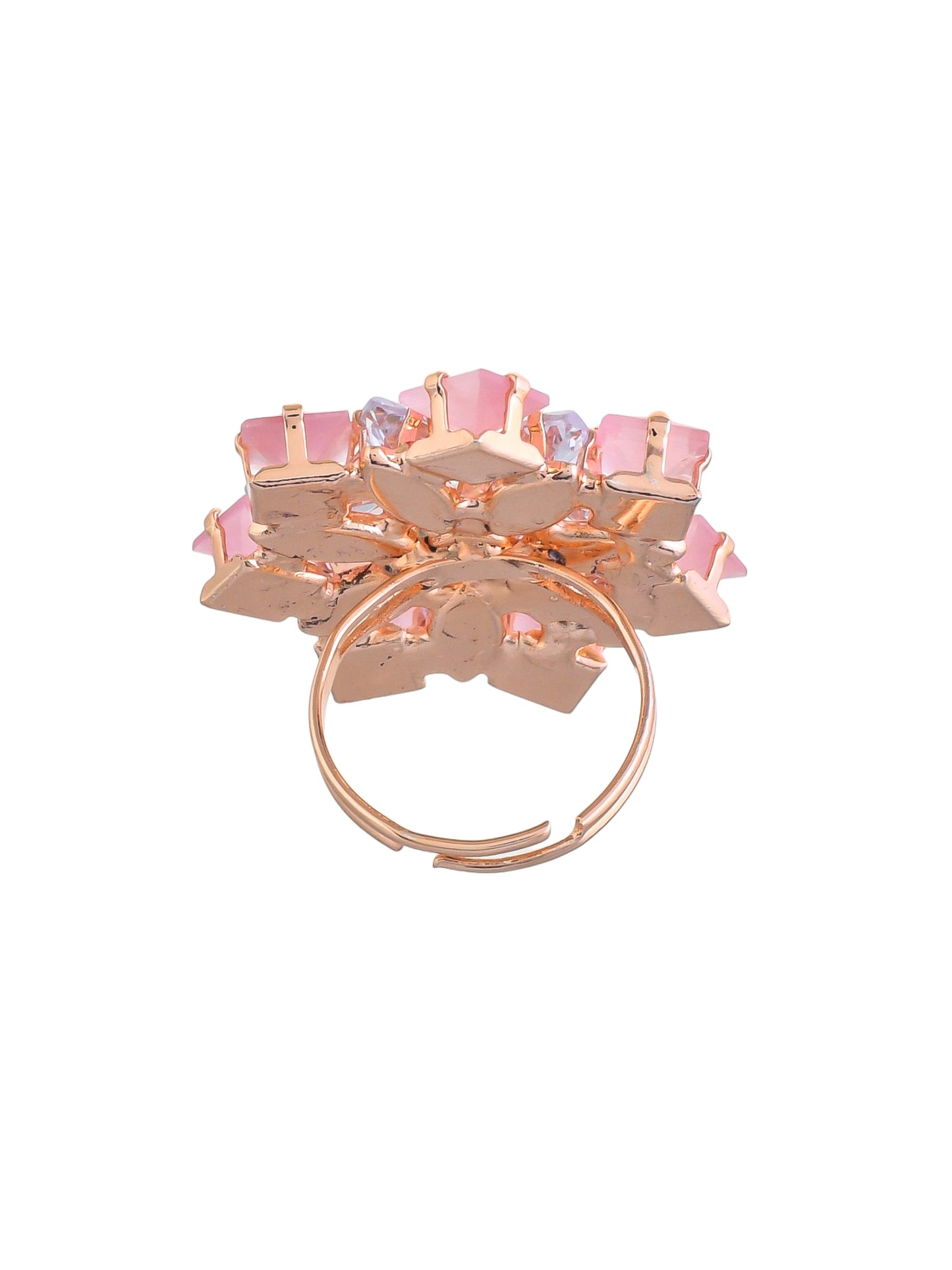White and Rose Gold Diamond Flower Ring