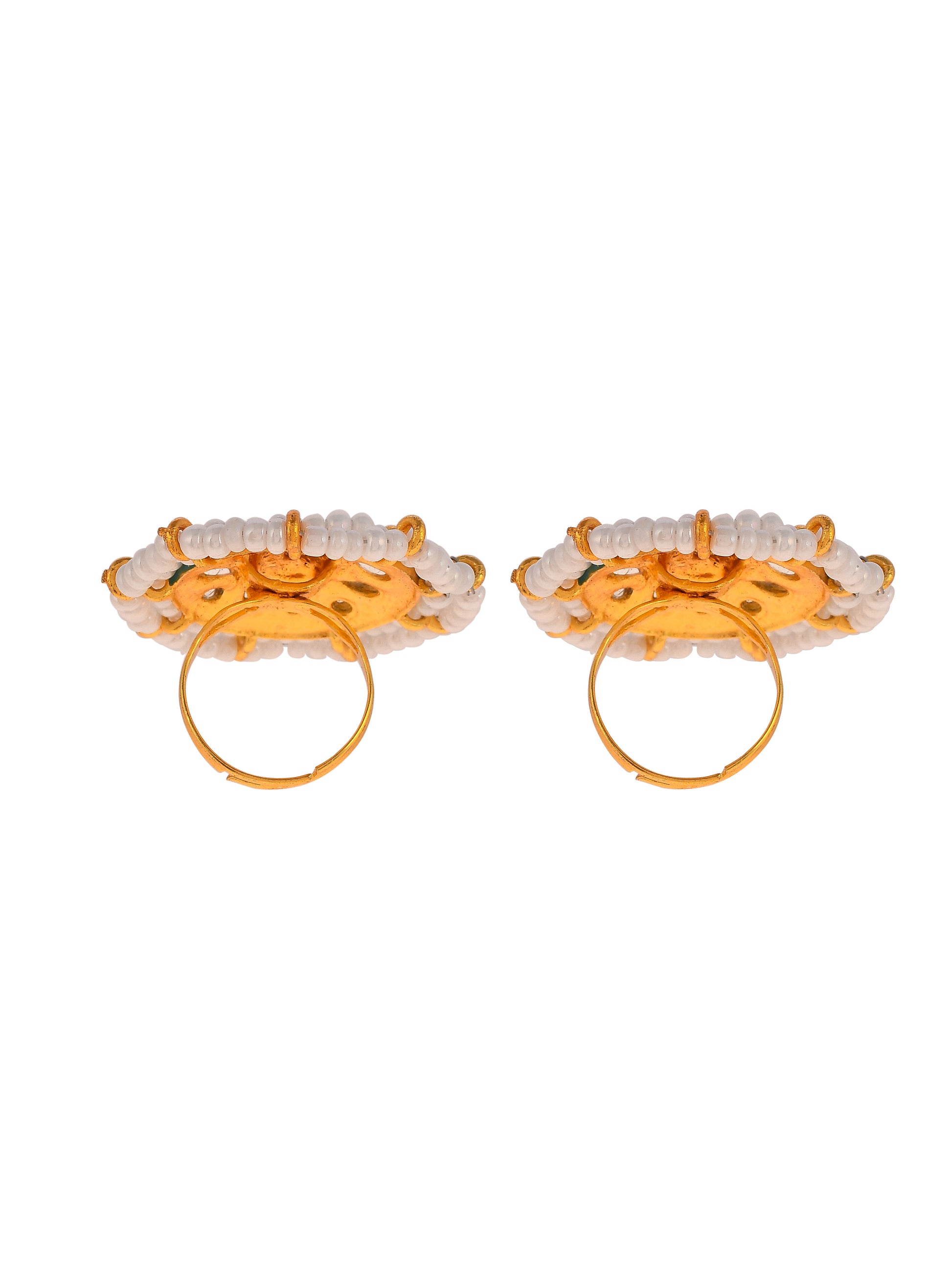 Set of 2 Gold Plated Meenakari Handpainted kundan Adjustable Finger Ring For Women