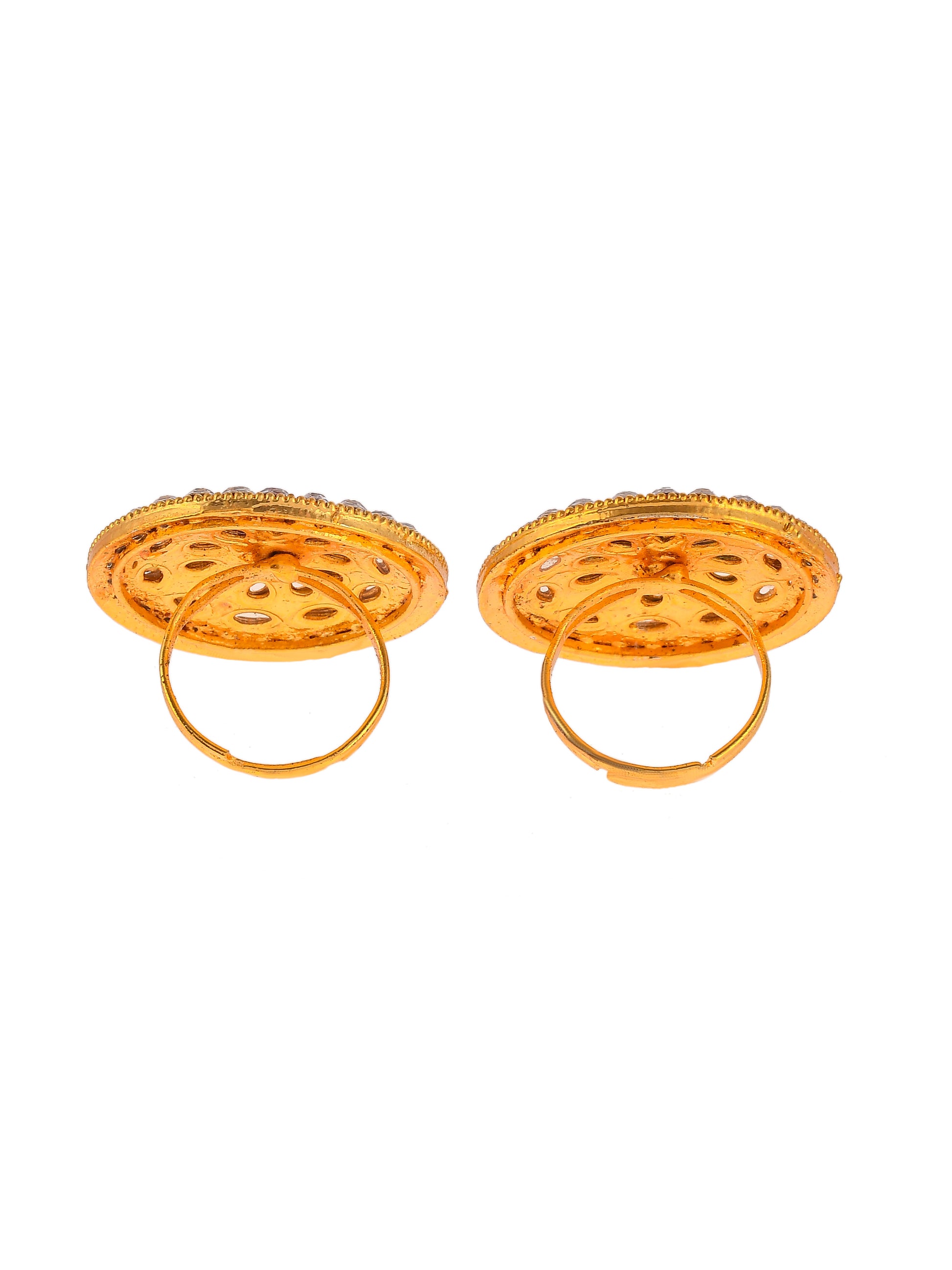 Set of 2 Gold Plated Meenakari Adjustable Enamelled Traditional Finger Ring