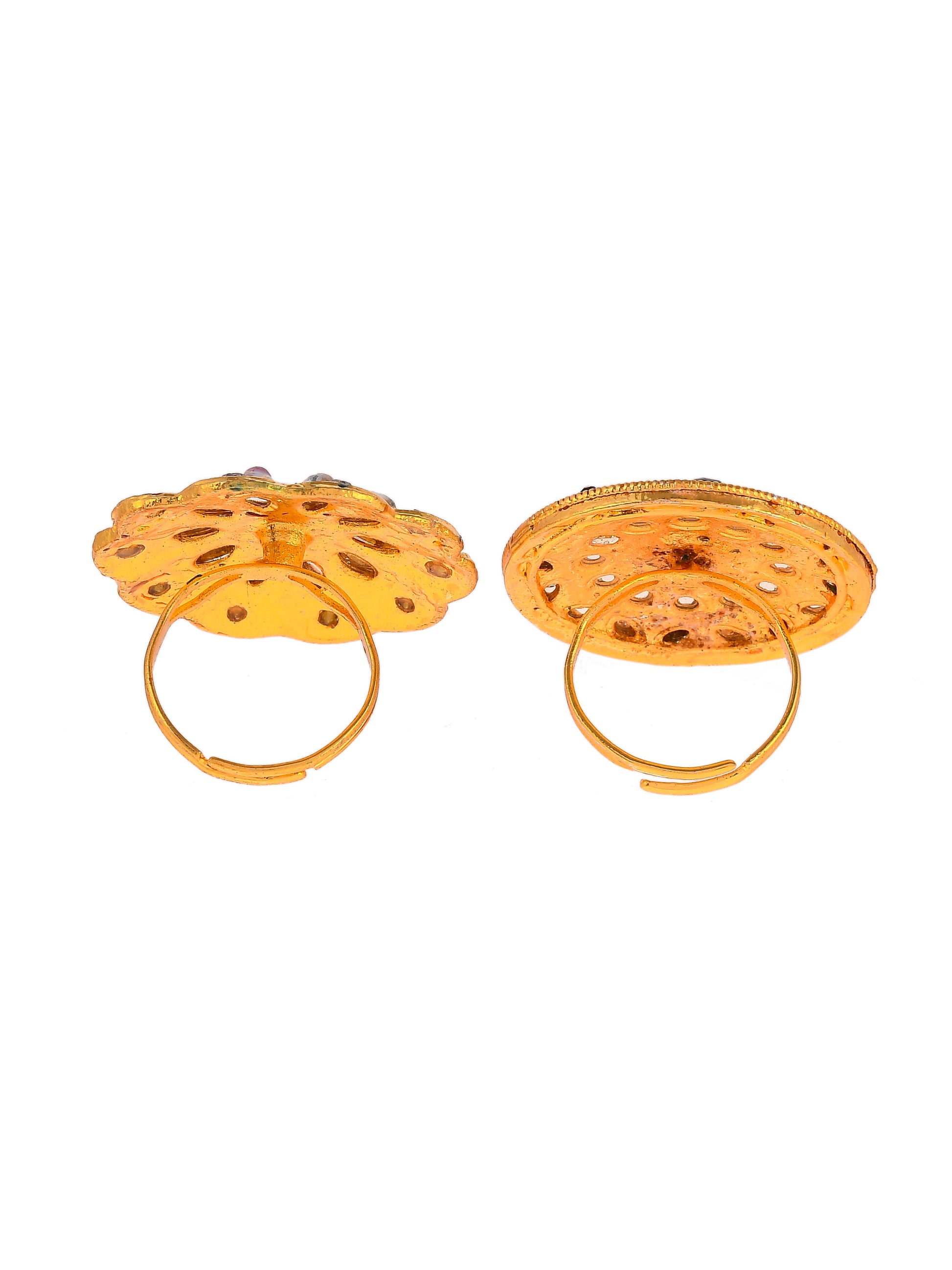 Set of 2 Gold Plated Meenakari Wedding Enamelled Finger Rings