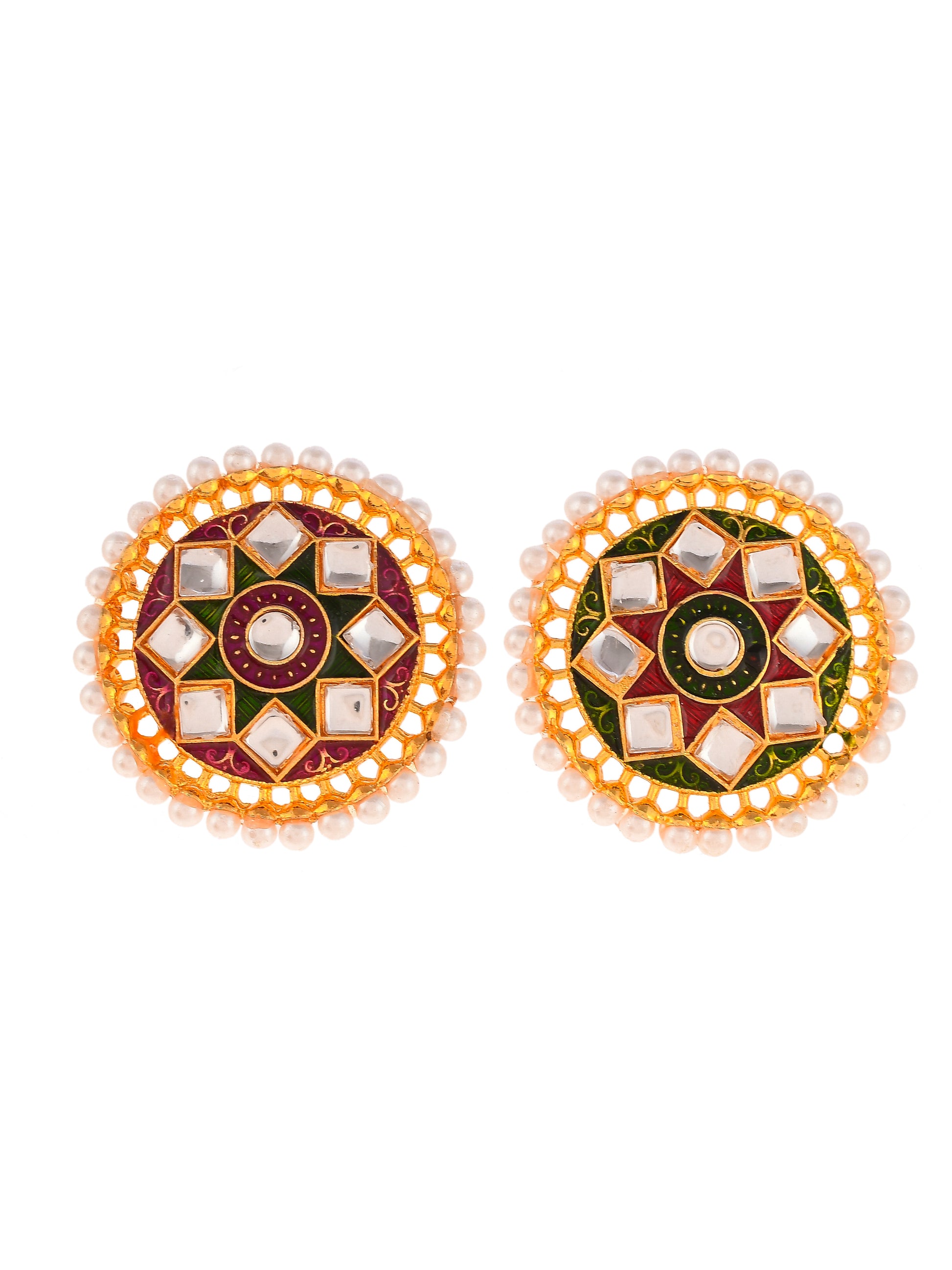 Set of 2 Gold Plated Kundan Ethnic Engagement Finger Rings