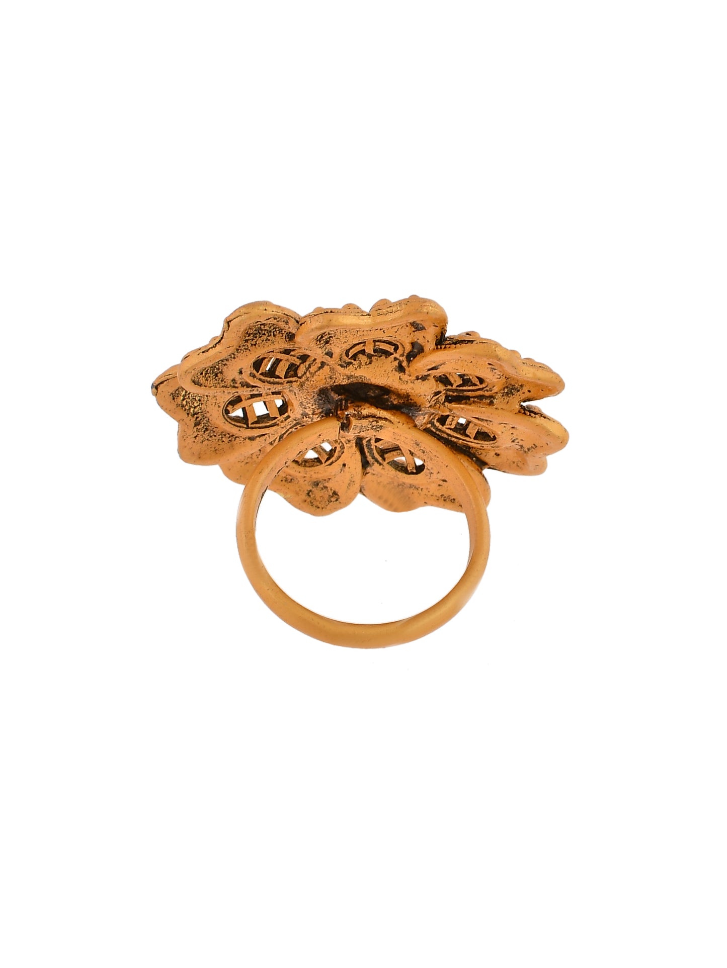 Red Stone South Indian Flower Ring