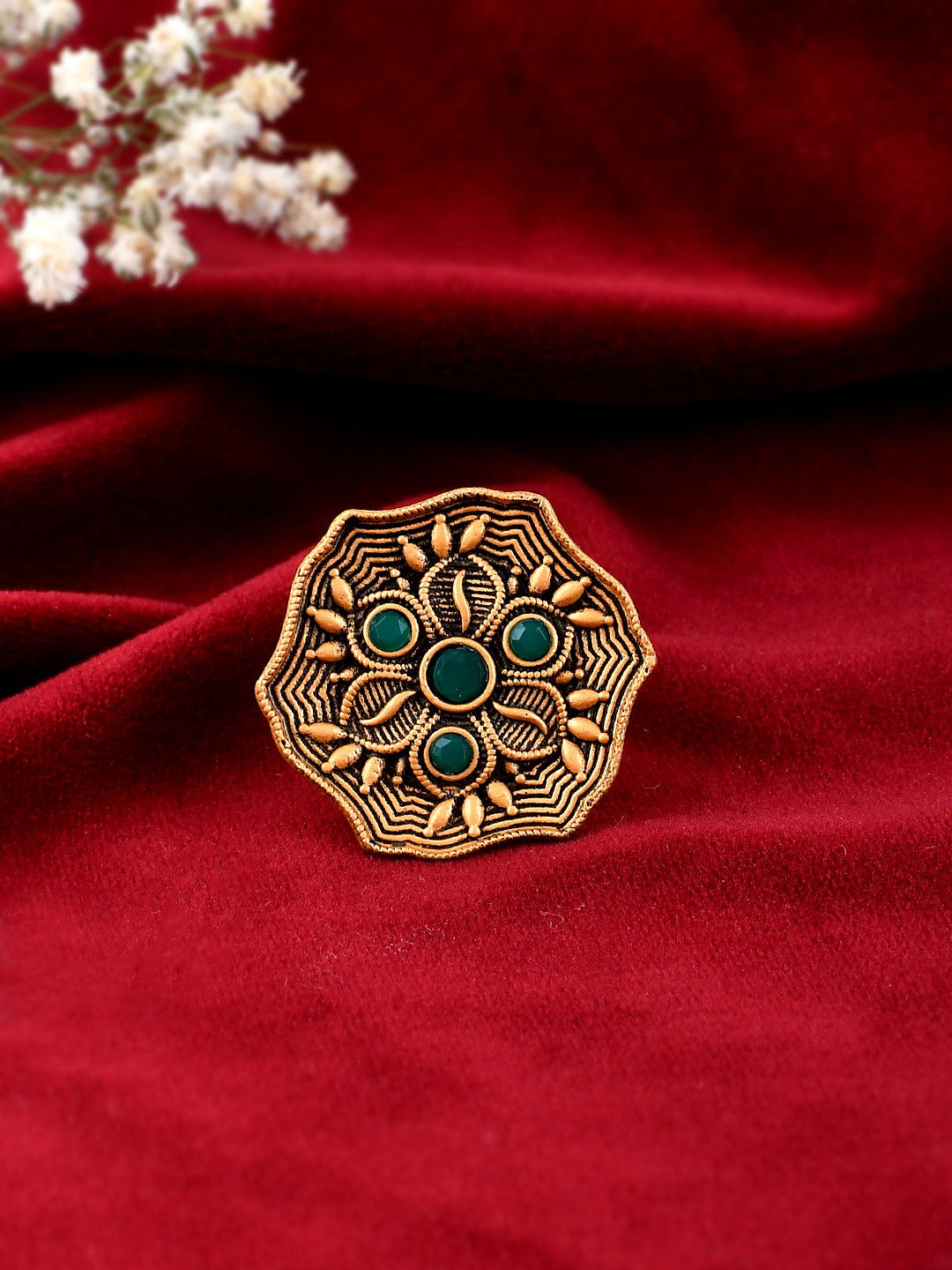 Gold Plated South Indian Finger Ring.