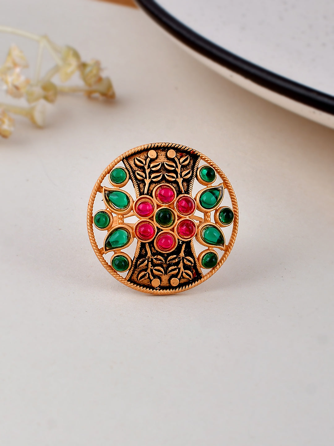 South Indian Artificial Stone Adjustable Finger Ring