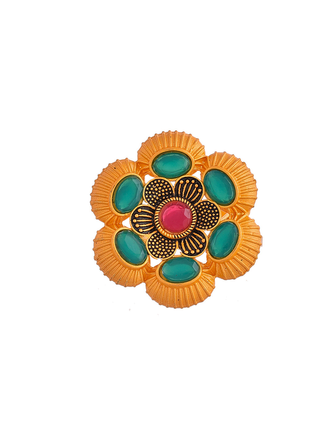 Gold Plated Floral Adjustable Ring