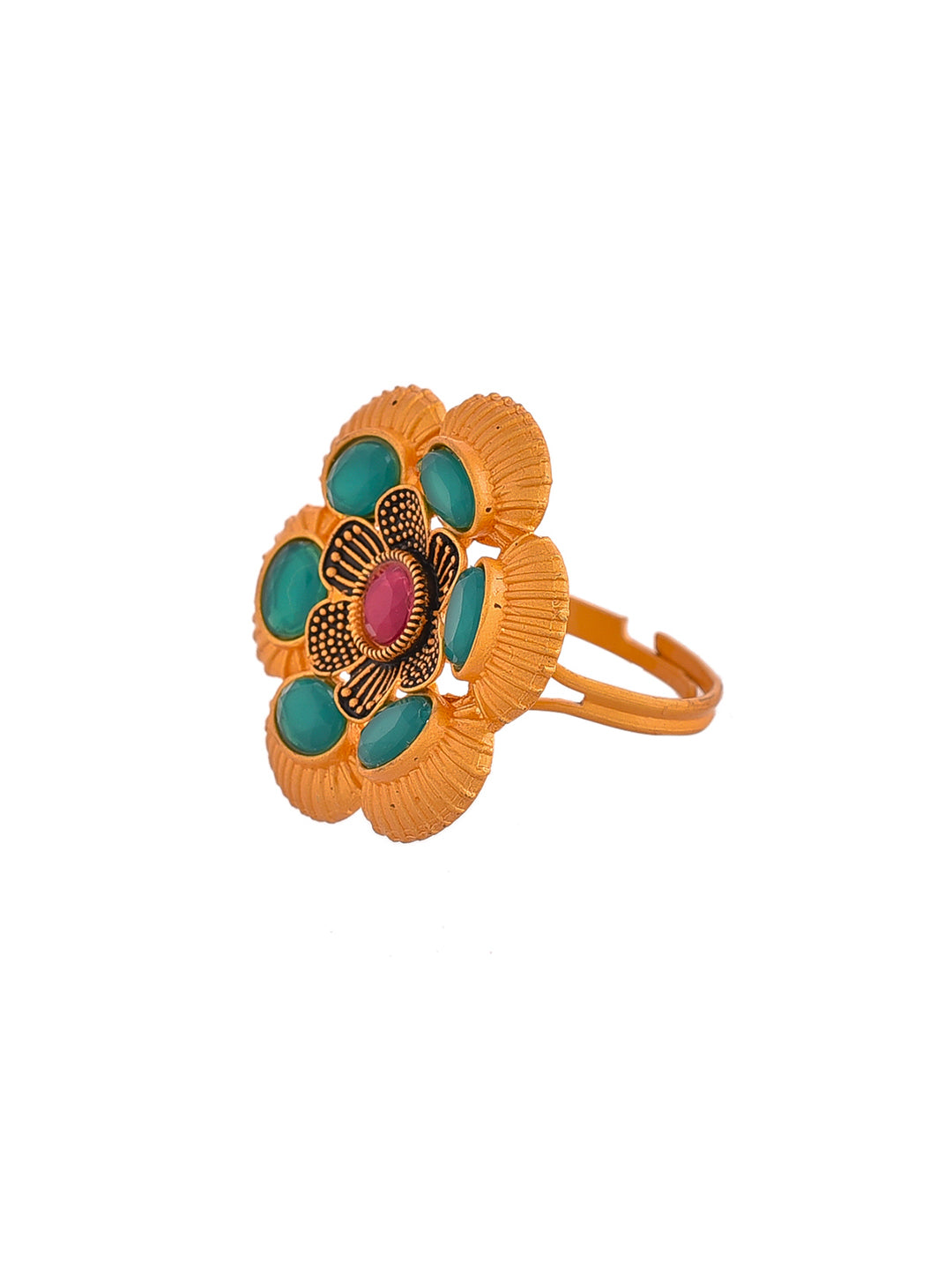 Gold Plated Floral Adjustable Ring