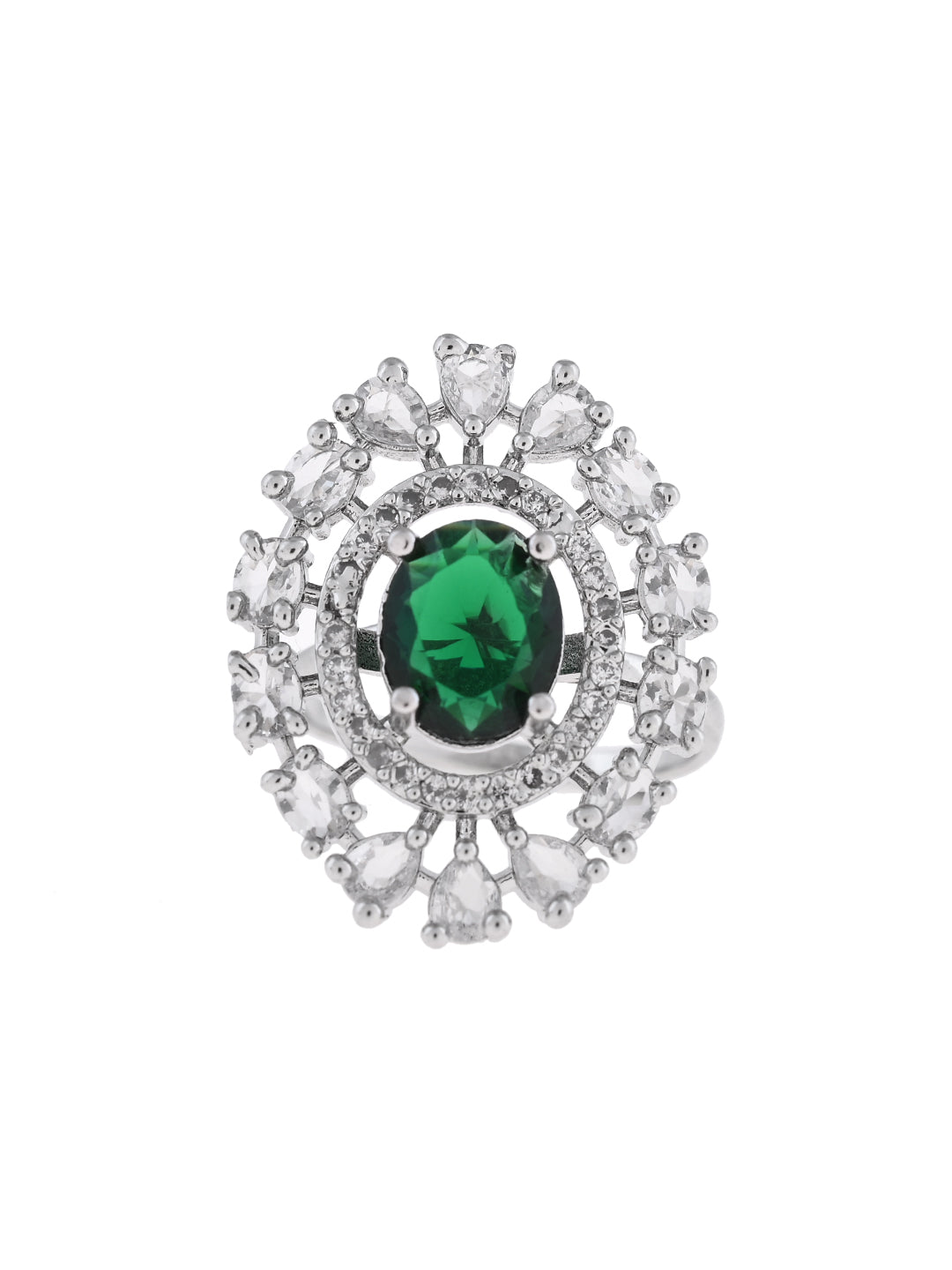 American Diamond Adjustable Statement Ring For Women & Girls