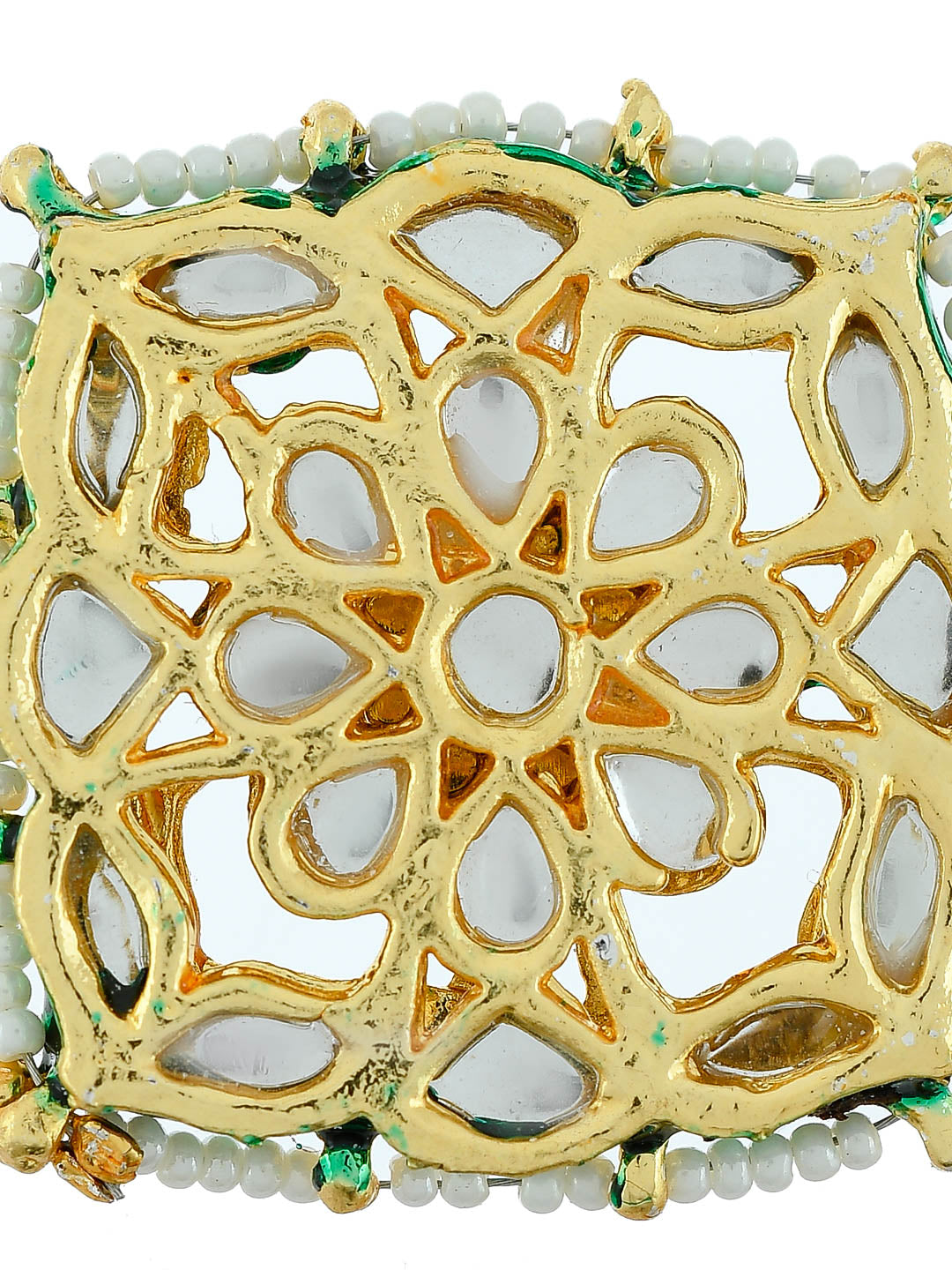 Gold Filigree Ring with Pearl and Emerald Accents