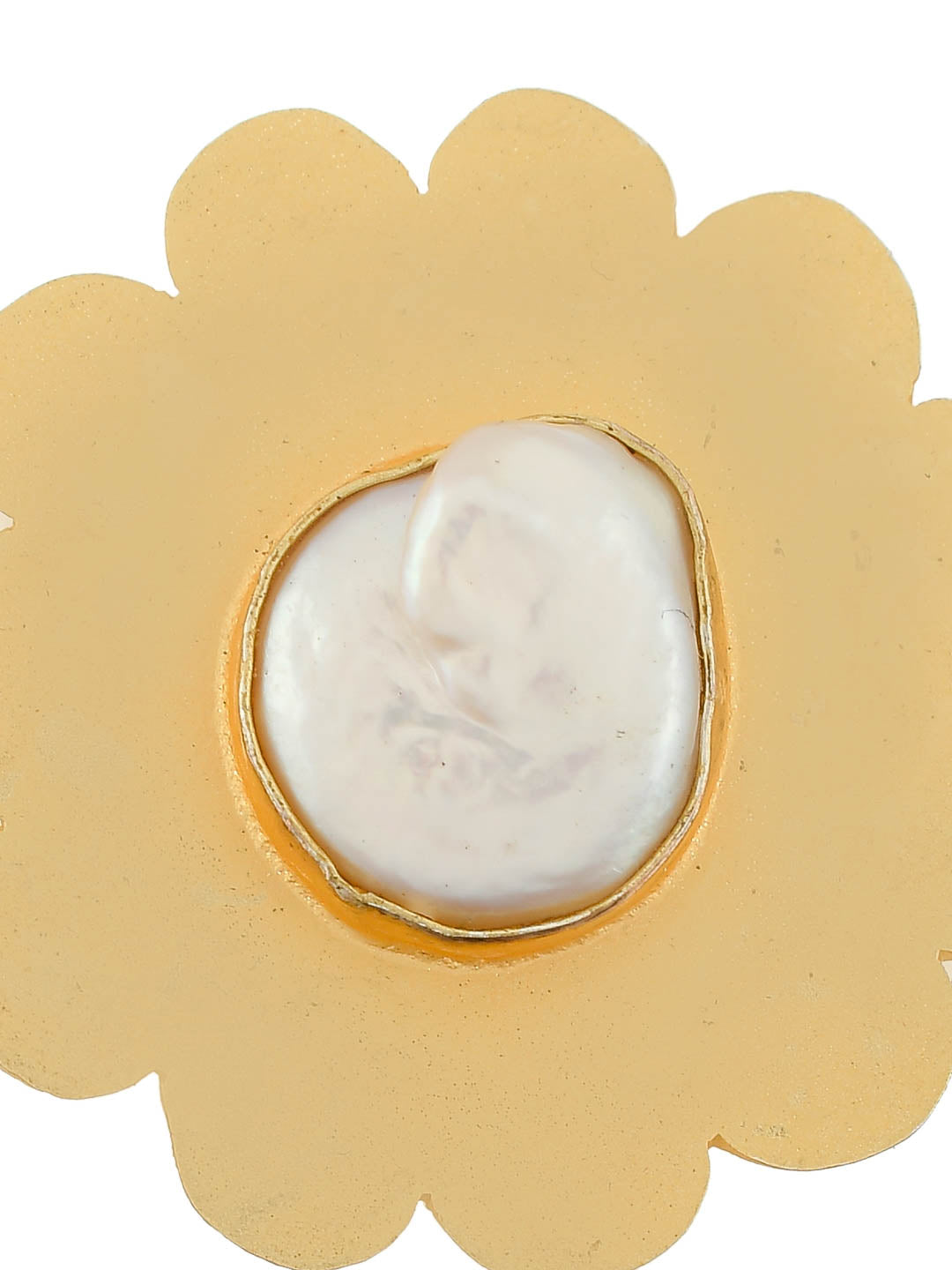 Gold Flower Ring with Pearl Accent