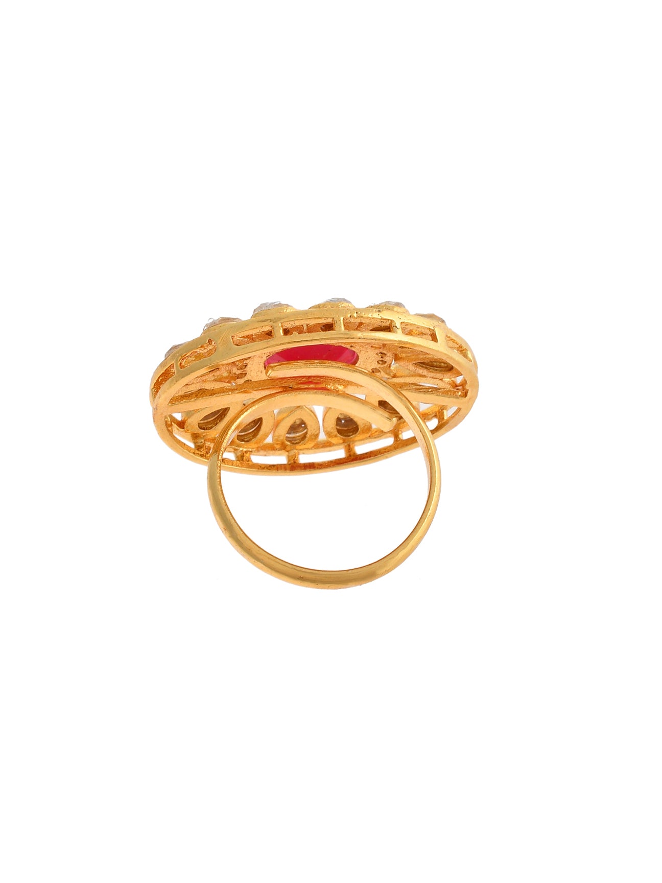 Kundan Floral Adjustable Finger Ring