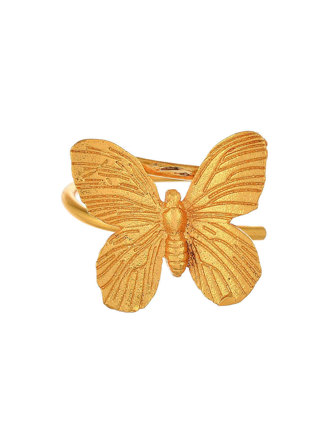 Cognac Amber Gold Plated Butterfly Ring - Amberman