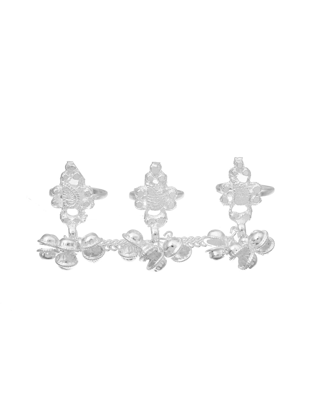 Traditional Silver Finish Adjustable Toe Ring & Bichhiya  For Women