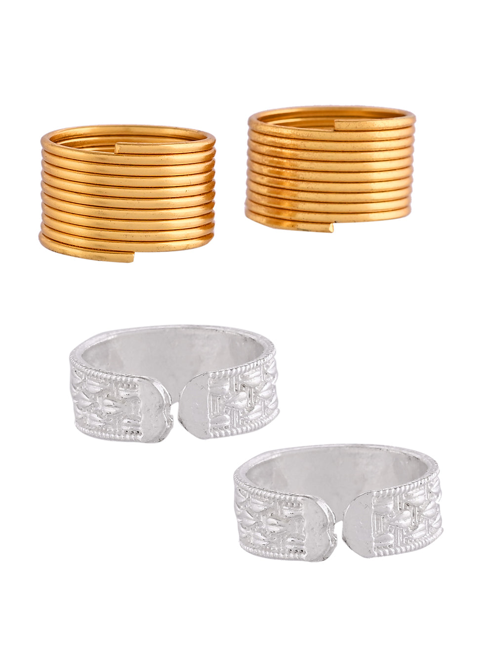 Traditional Silver & Gold-Plated Toe Ring & Bichhiya Set for Women | Adjustable Foot Jewellery