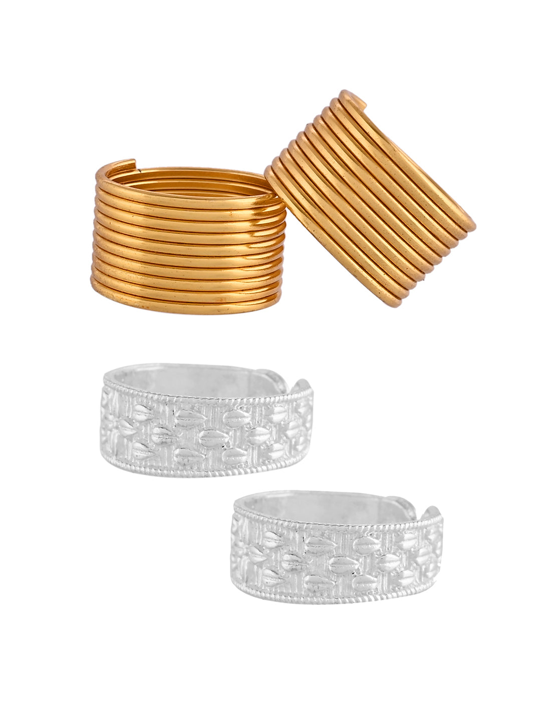 Traditional Silver & Gold-Plated Toe Ring & Bichhiya Set for Women | Adjustable Foot Jewellery