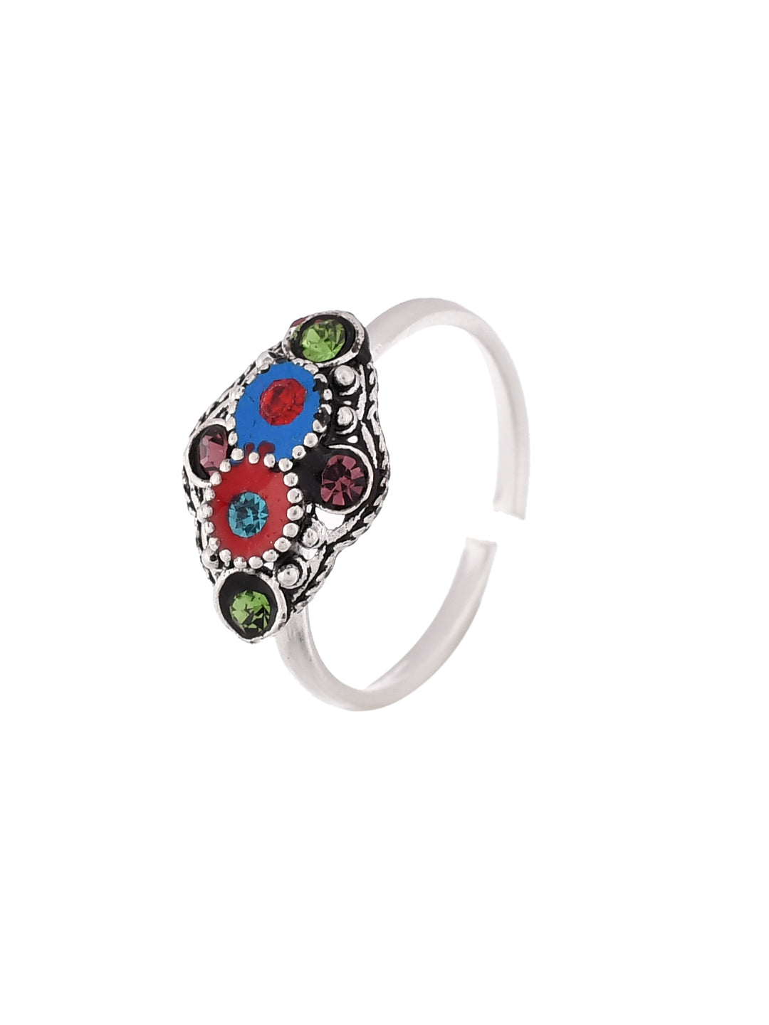Multicolor Oxidized Toe Ring & Bichhiya For Women | Adjustable Indian Foot Jewelry | Bridal & Ethnic Accessories