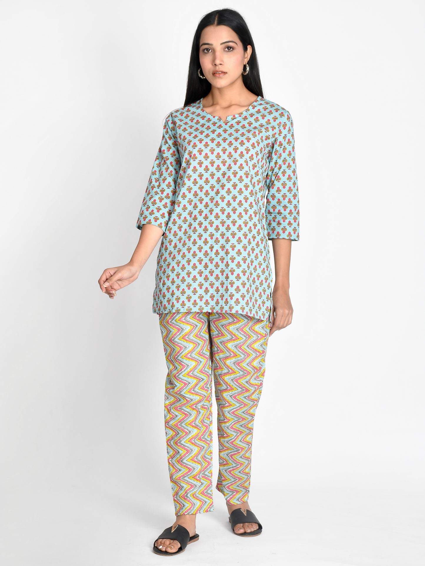Shop this Pure Cotton Floral Printed Night Suit is designed for girls, made of soft and breathable cotton material. Perfect for a comfortable night's sleep, the floral print adds a touch of elegance. With this night suit, you can feel relaxed and stylish at the same time.